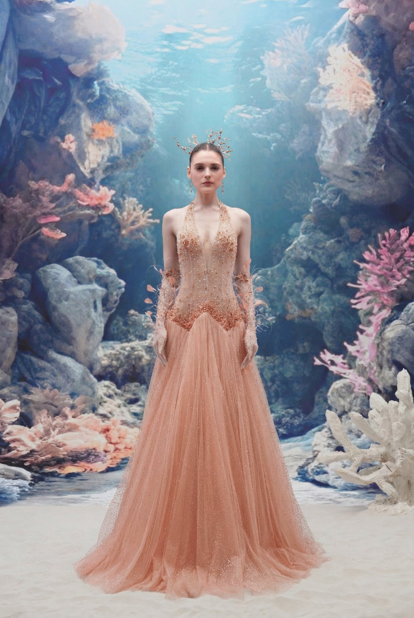 Muriel Glitter Tulle Dress & Corisande Glitter Tulle Gloves