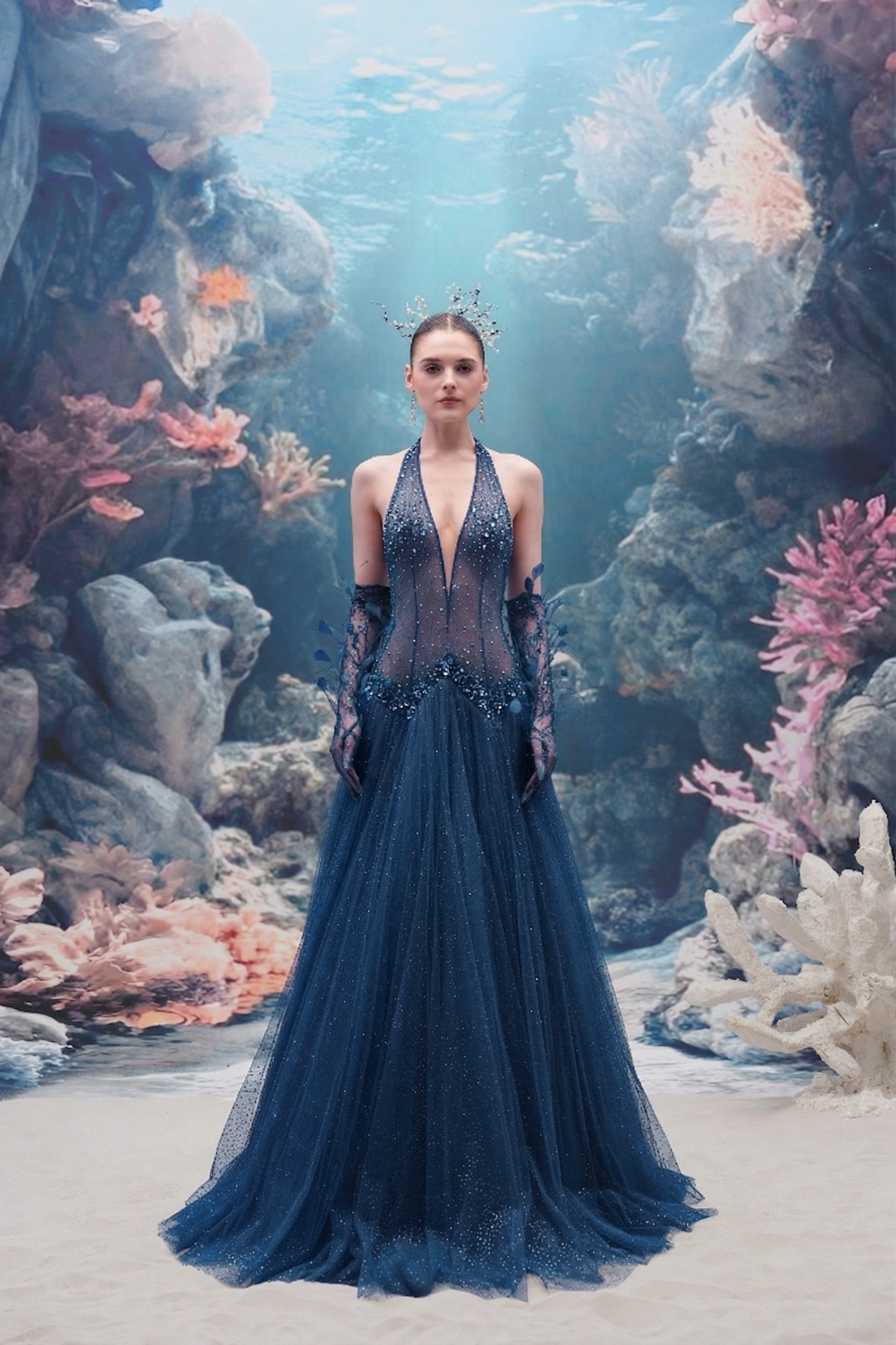 Muriel Glitter Tulle Dress & Corisande Glitter Tulle Gloves