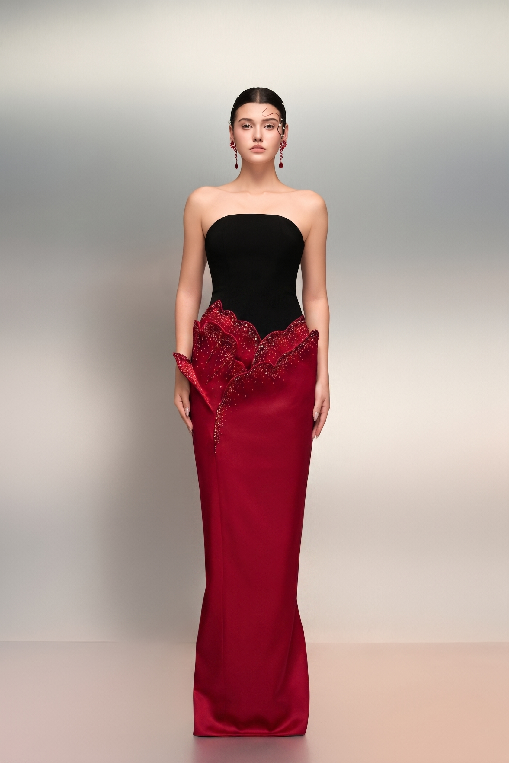 Shamsa crepe and silk taffeta dress