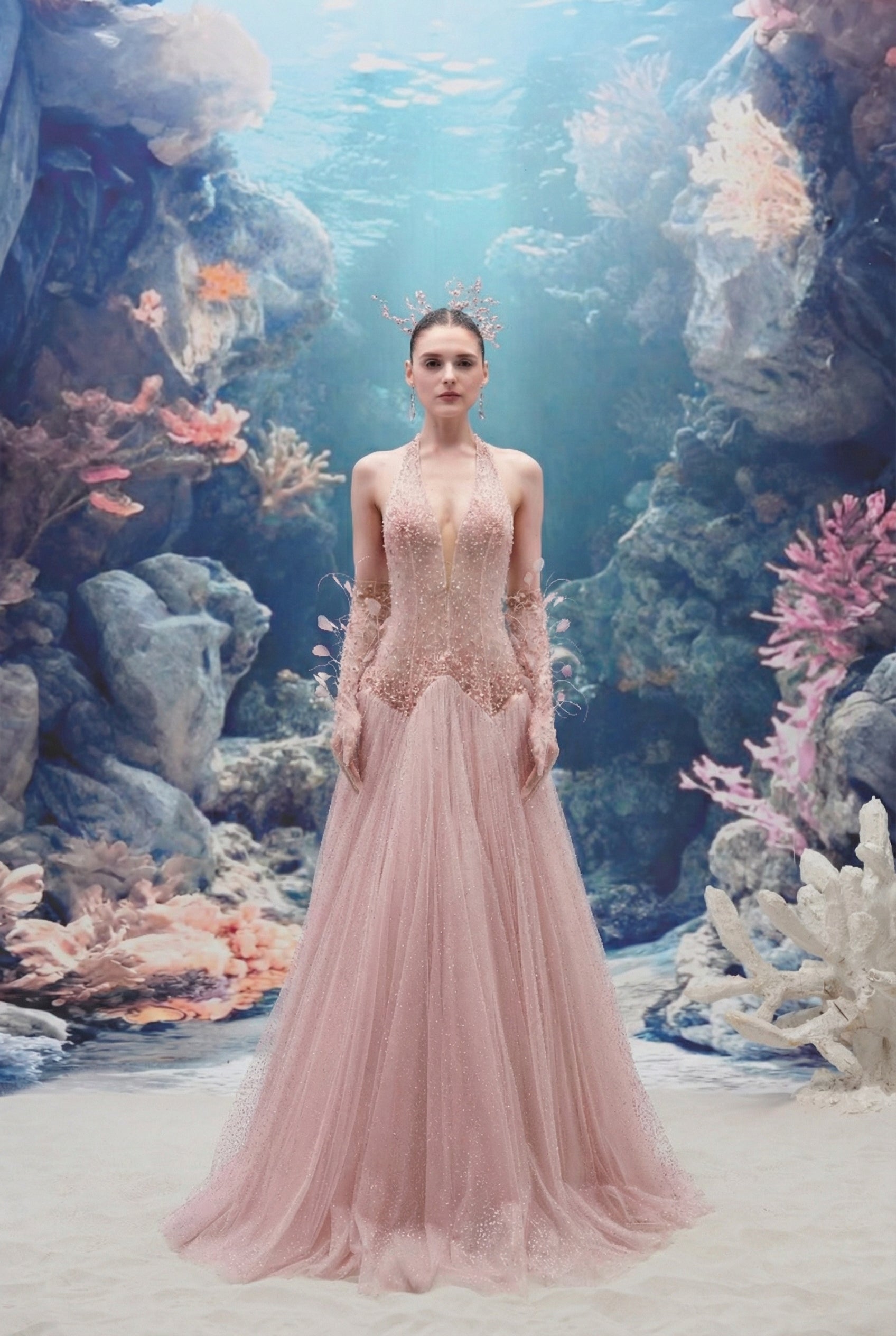 Muriel Glitter Tulle Dress & Corisande Glitter Tulle Gloves