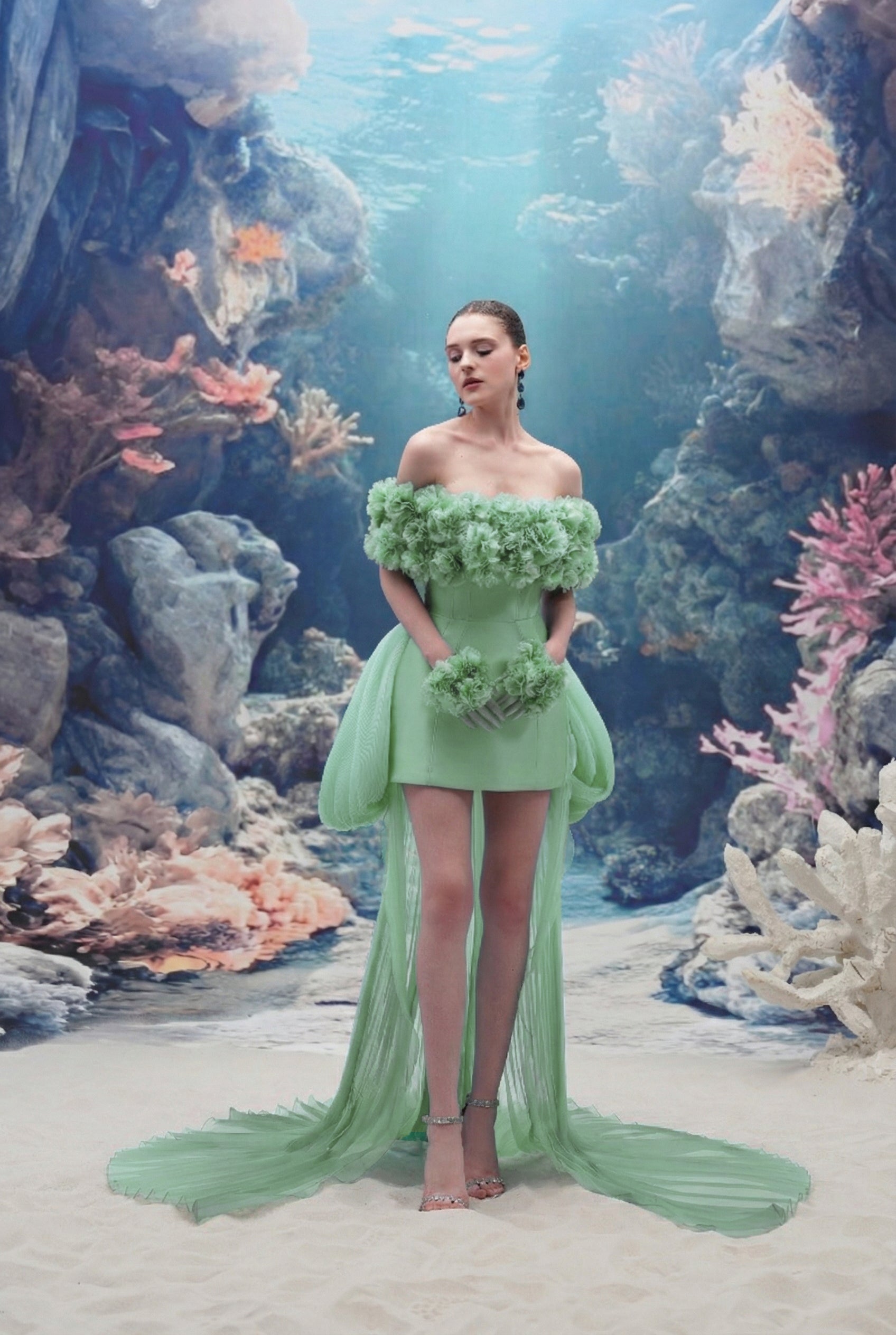 Maris Queen Taffeta & Organza Dress And Ophelia Organza Gloves