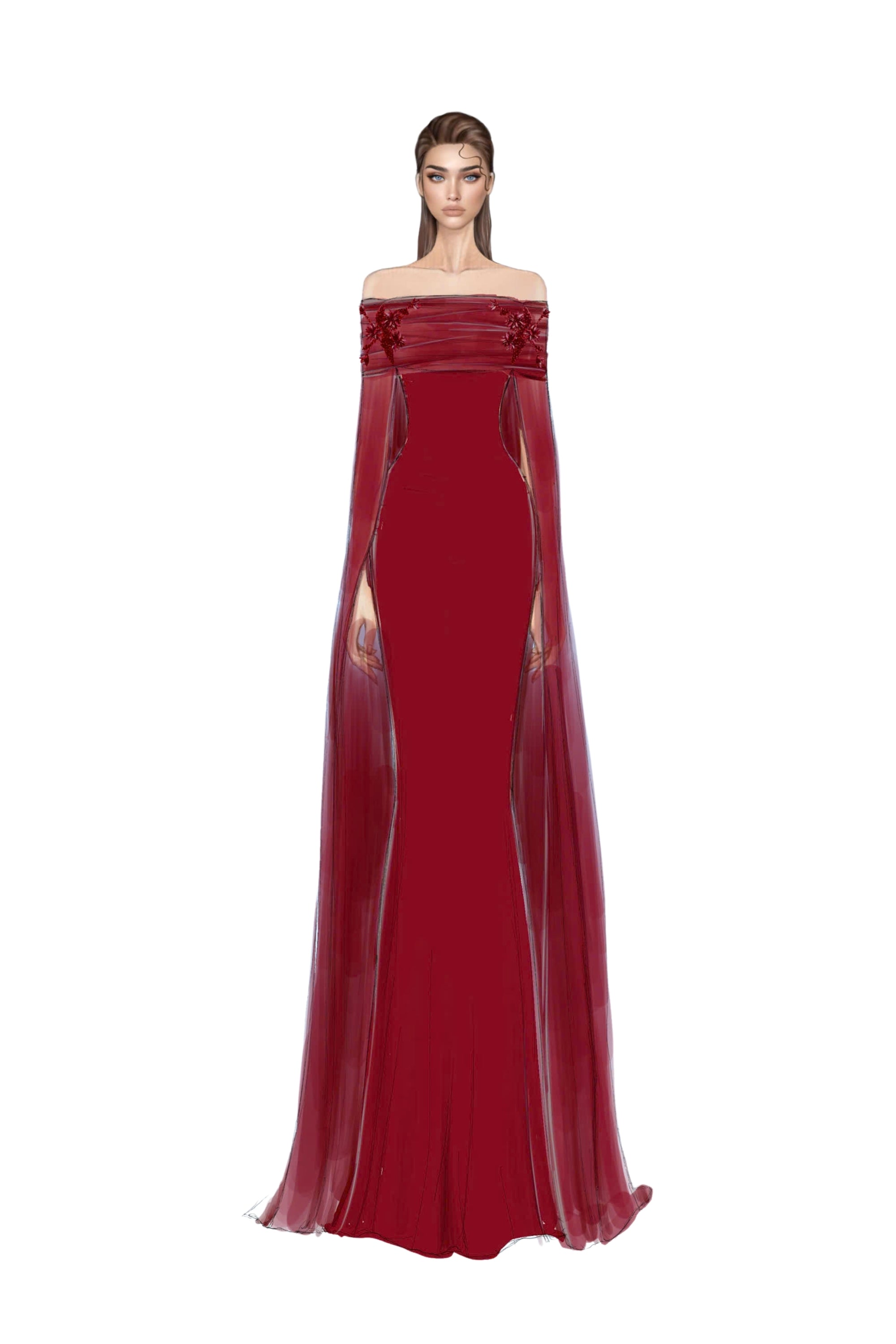 Vana crepe & chiffon dress