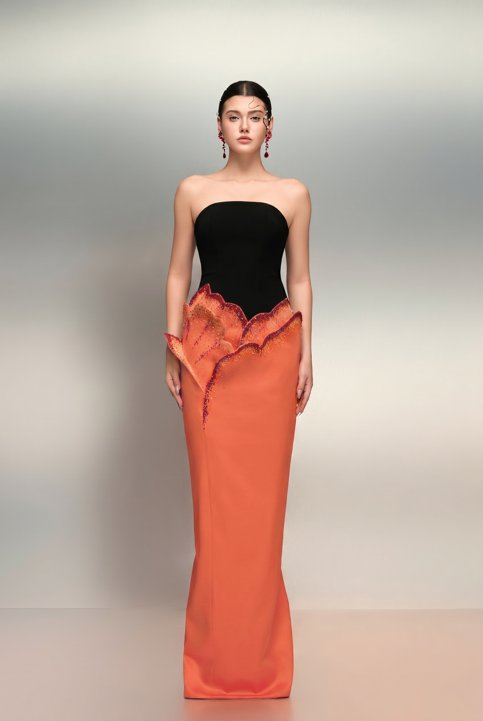 Shamsa crepe and silk taffeta dress