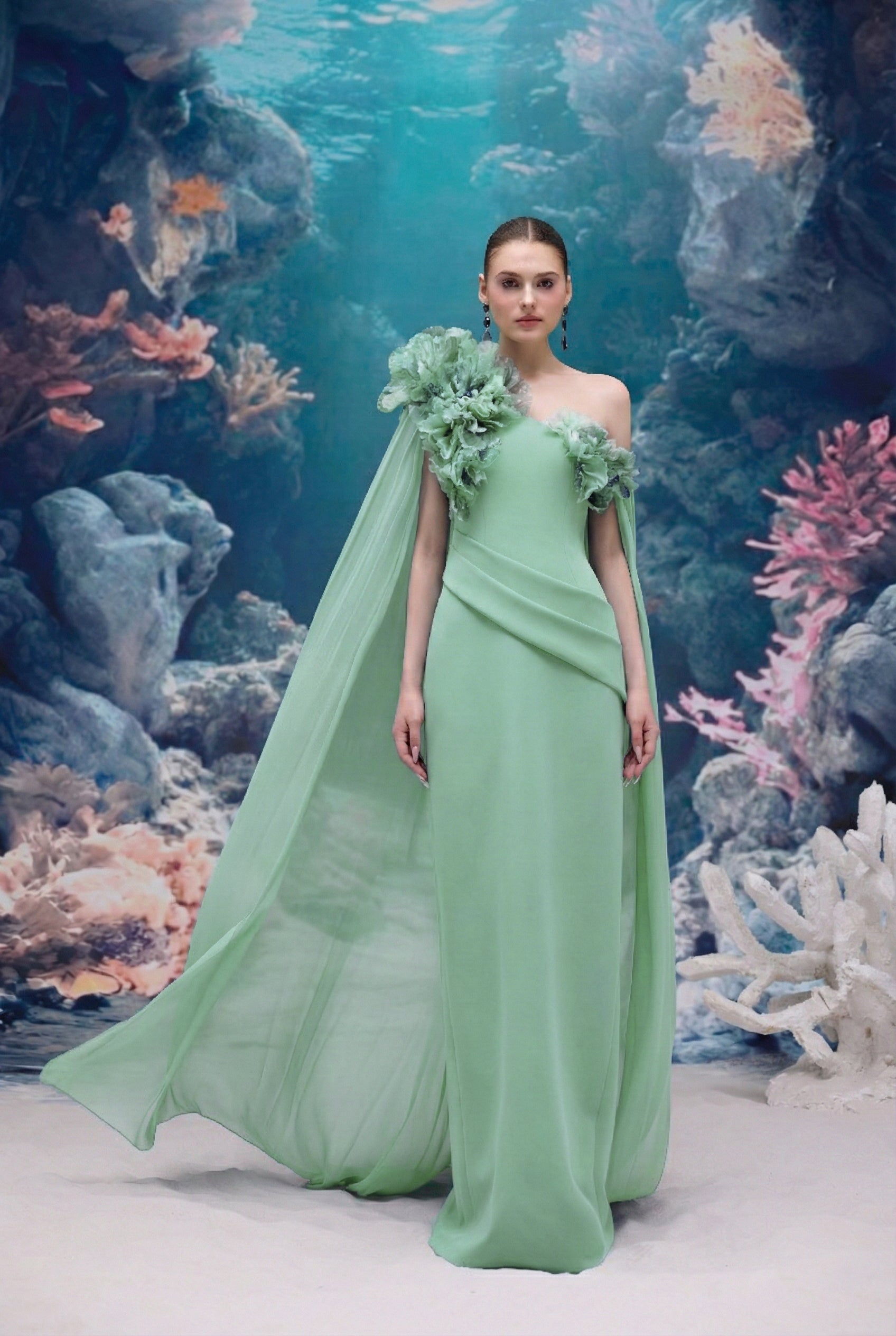 Calista Crepe & Chiffon Dress