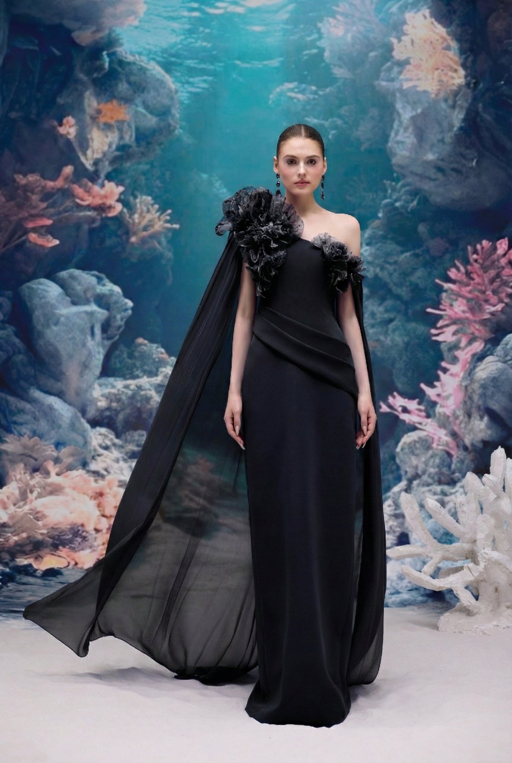 Calista Crepe & Chiffon Dress