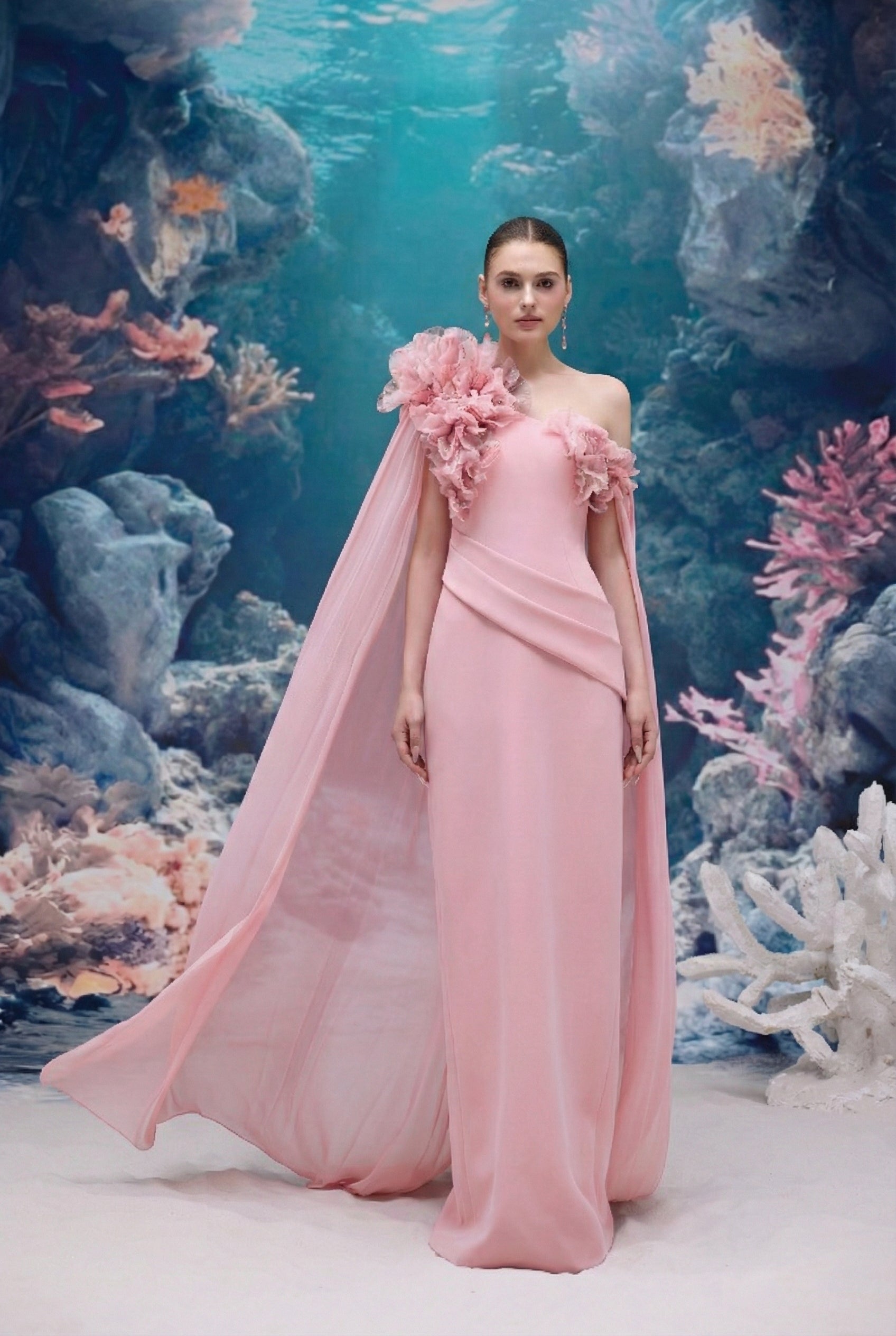 Calista Crepe & Chiffon Dress