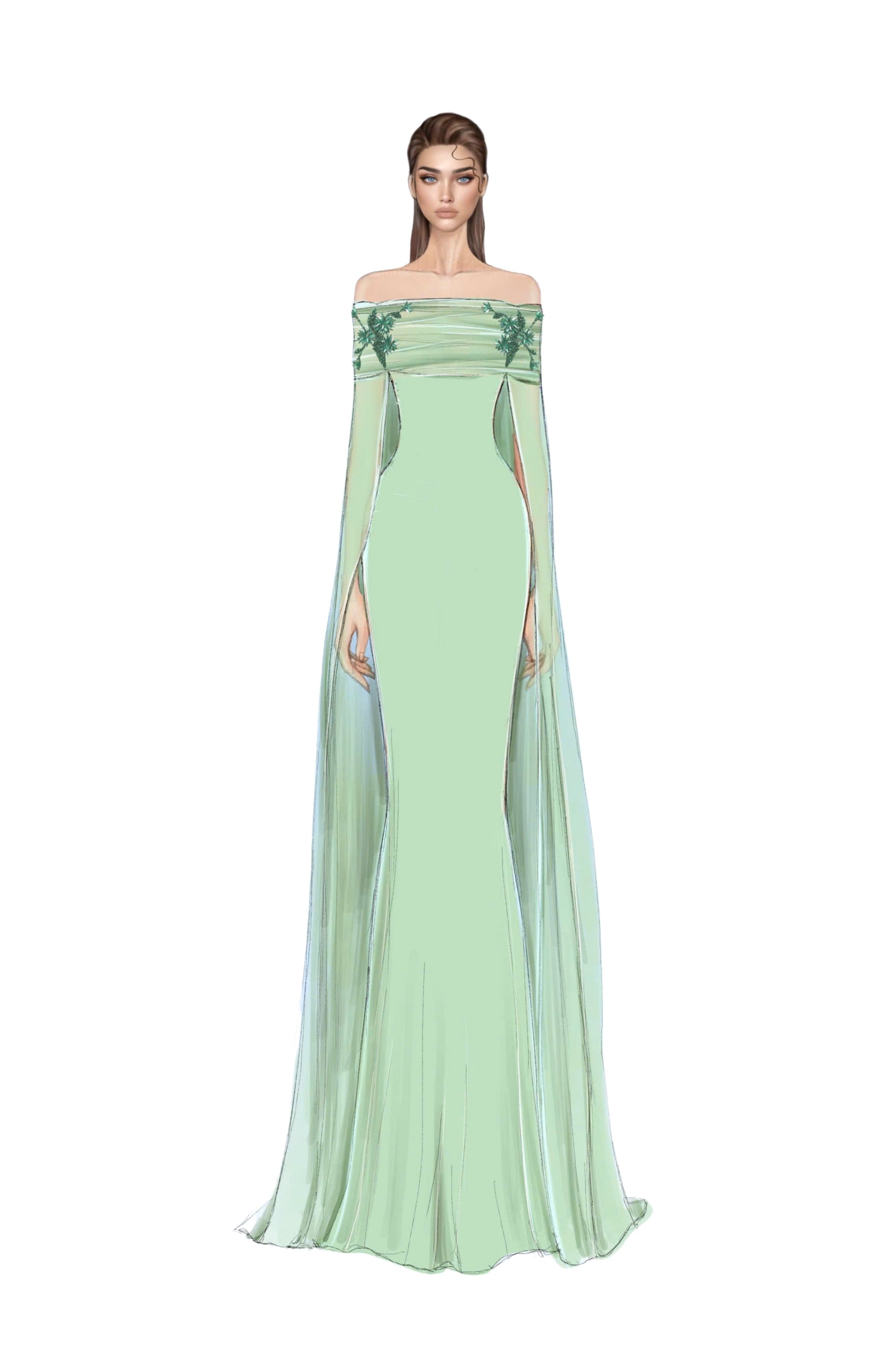 Vana crepe & chiffon dress