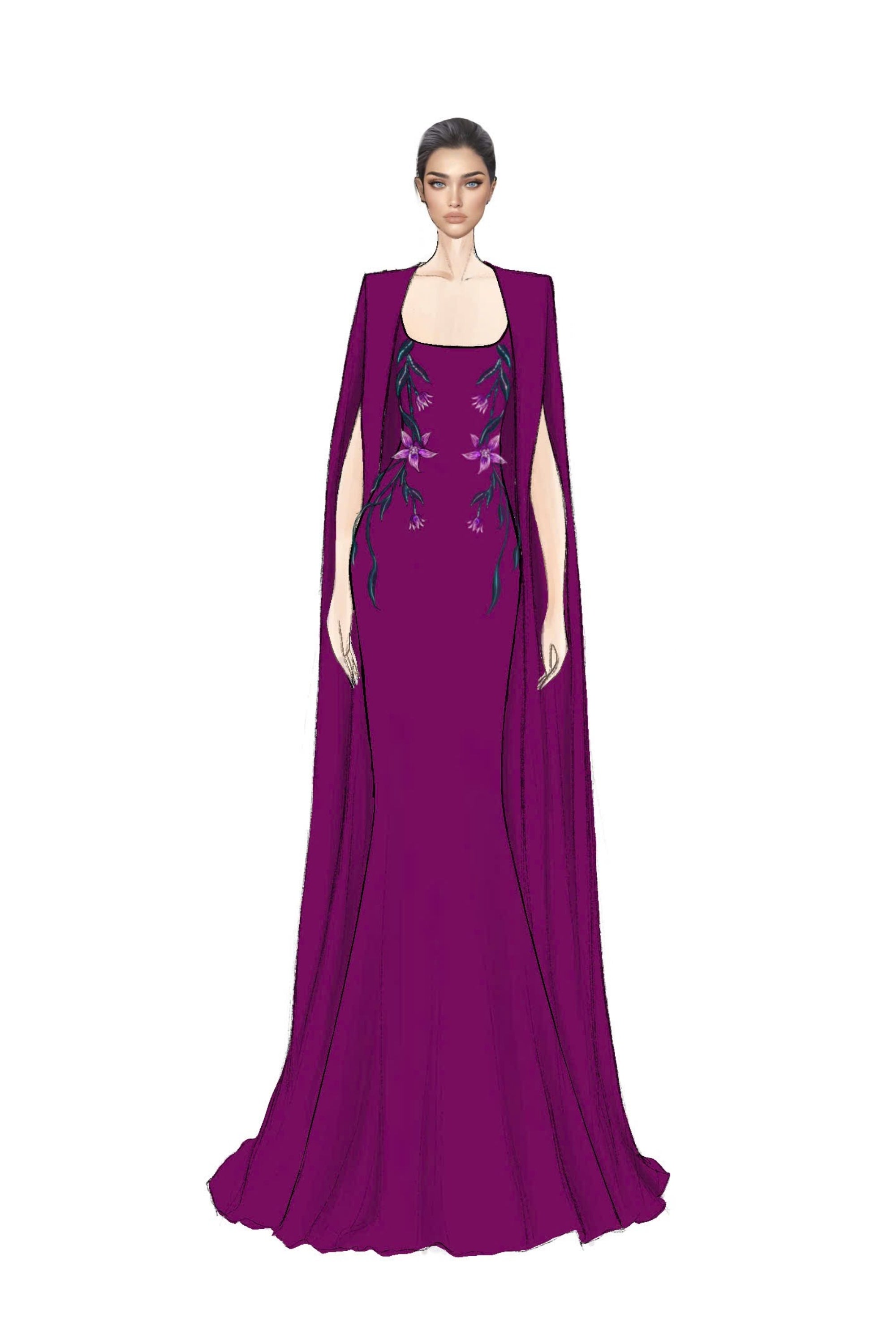 Asma crepe dress & Najla crepe cape