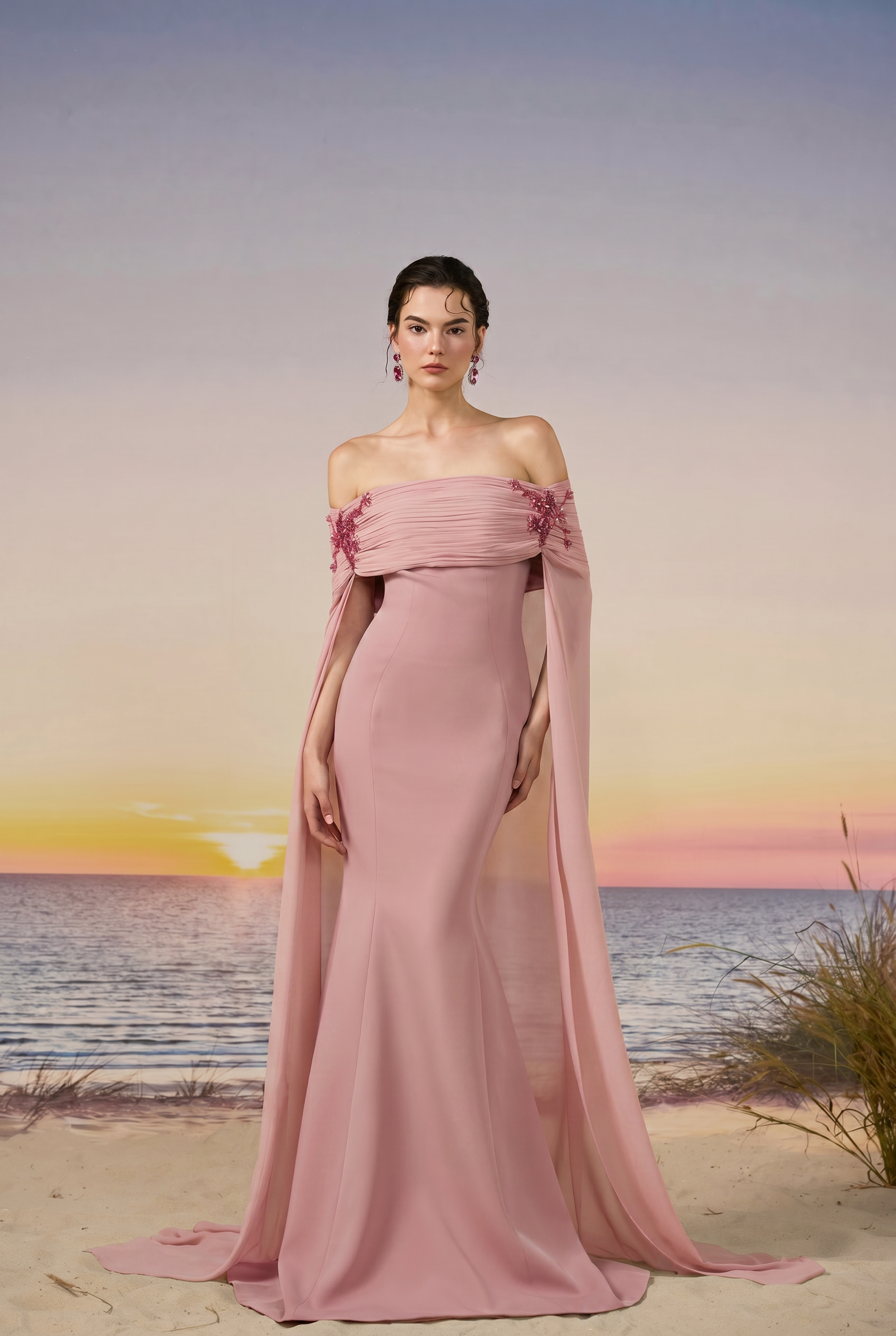 Vana crepe & chiffon dress