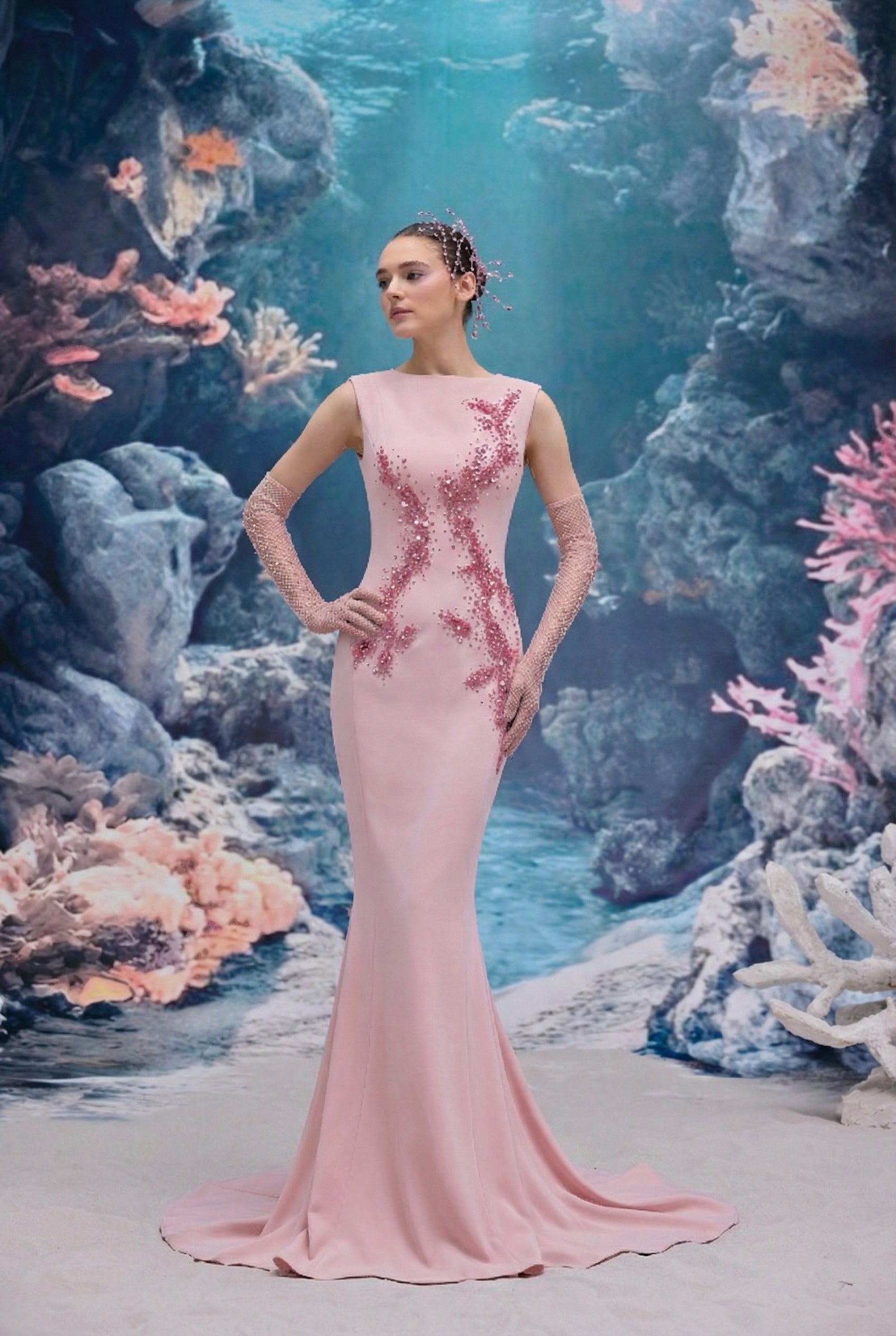 Leona Crepe Dress & Vellana Tulle Gloves