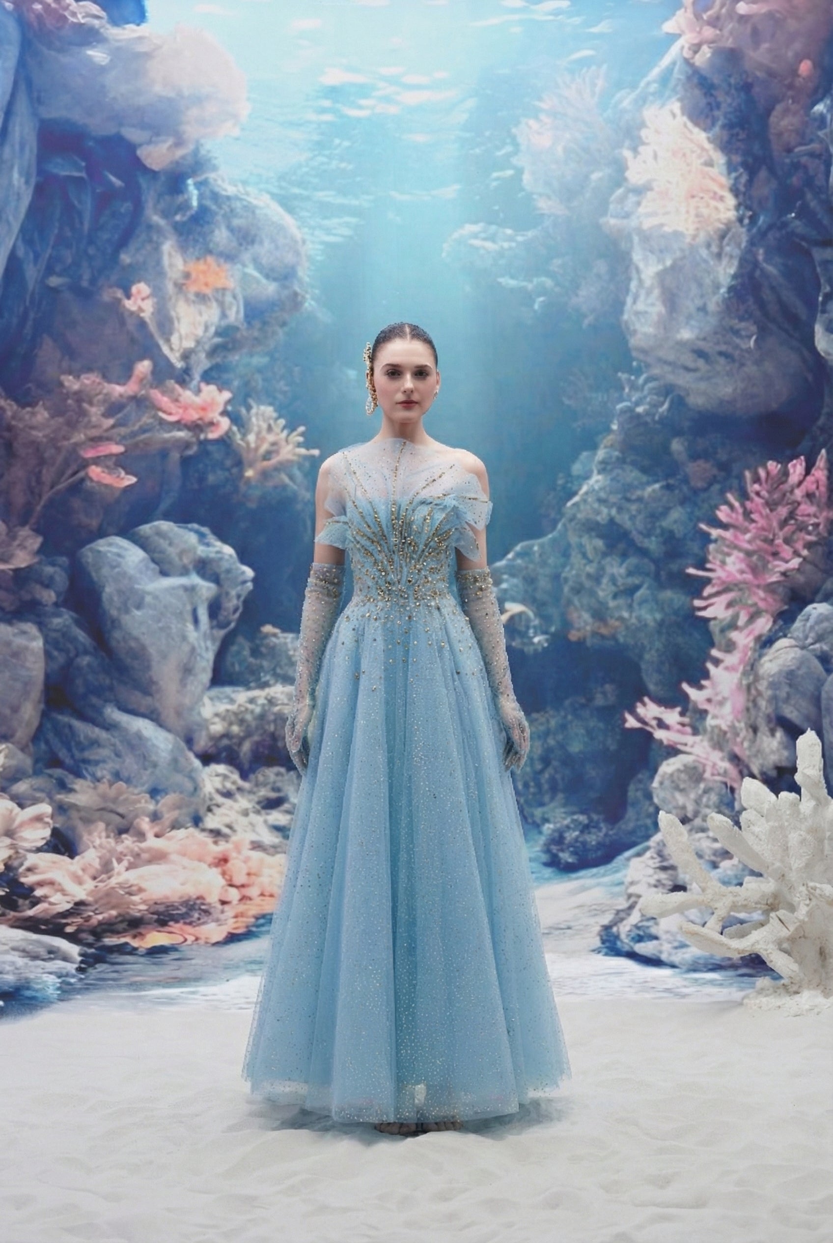 Delmare Glitter Tulle Dress & Lanae Glitter Tulle Gloves