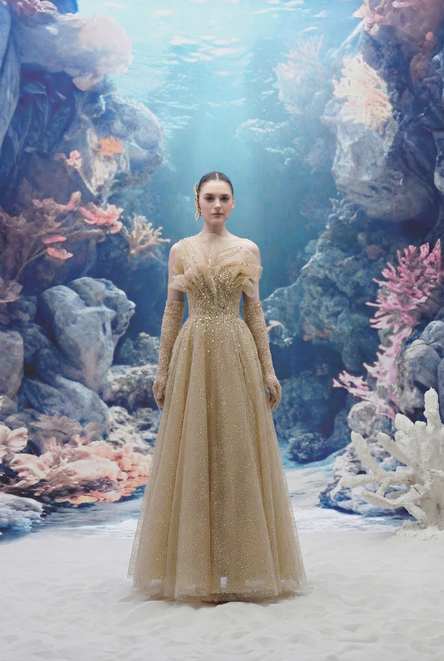 Delmare Glitter Tulle Dress & Lanae Glitter Tulle Gloves
