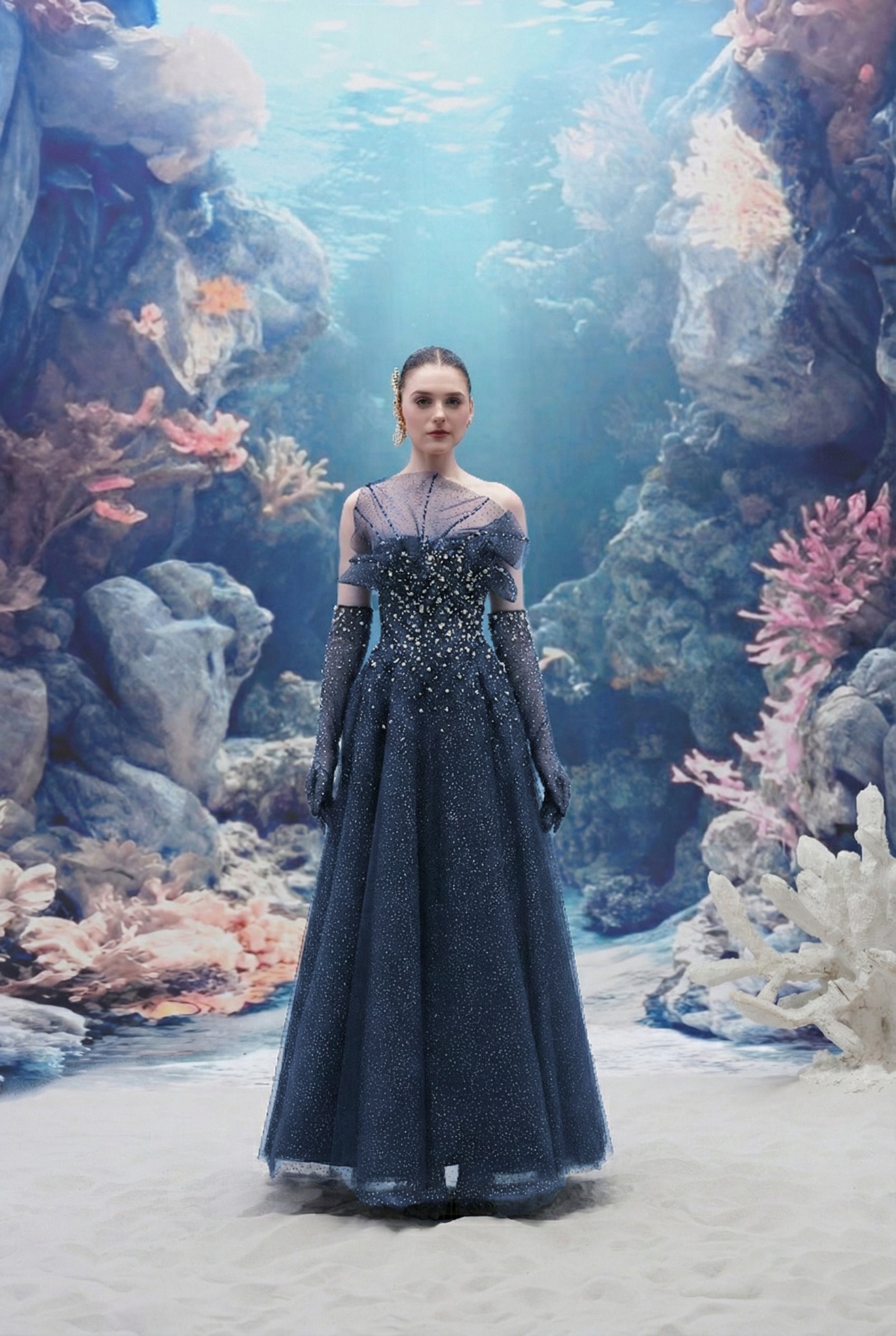 Delmare Glitter Tulle Dress & Lanae Glitter Tulle Gloves