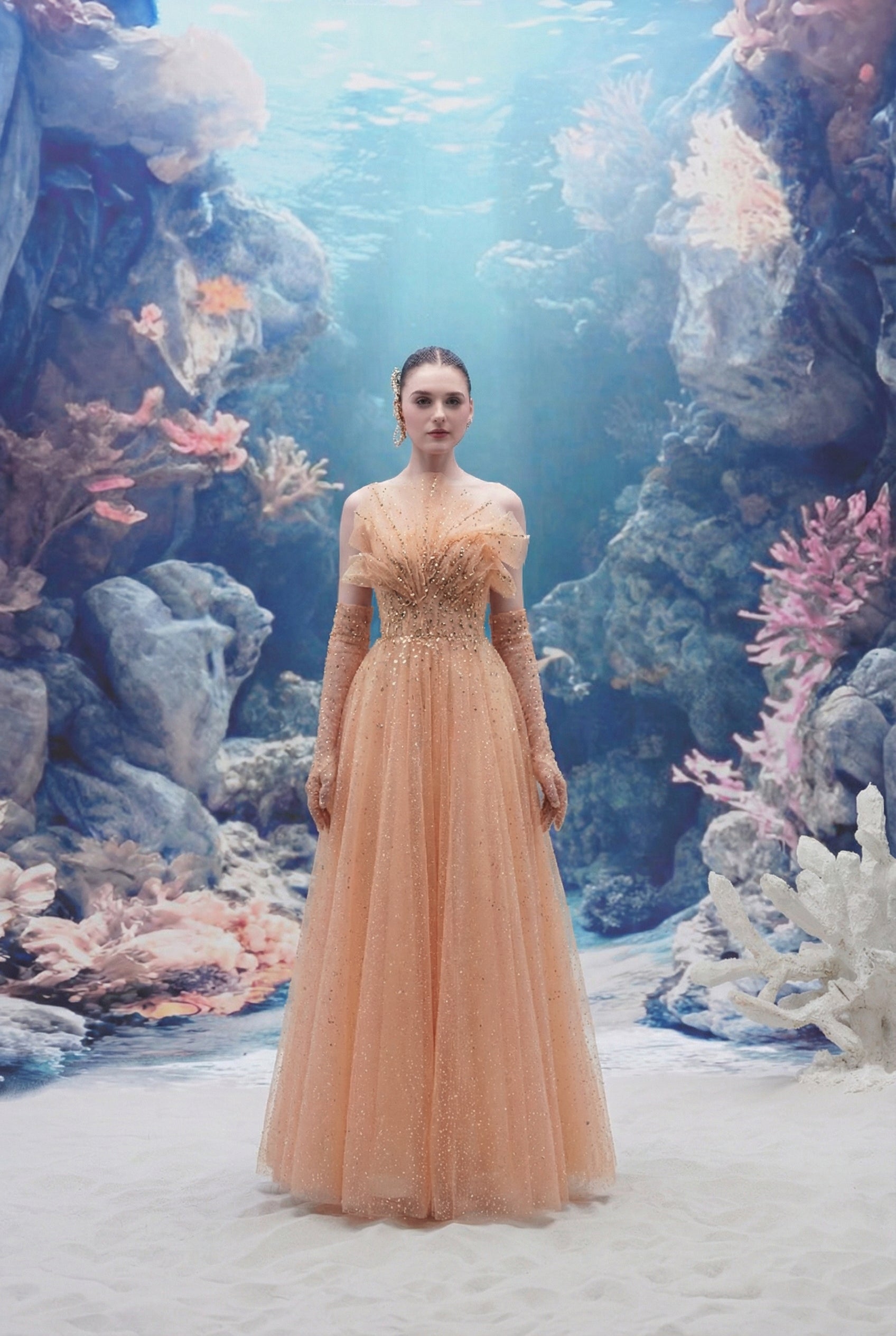 Delmare Glitter Tulle Dress & Lanae Glitter Tulle Gloves