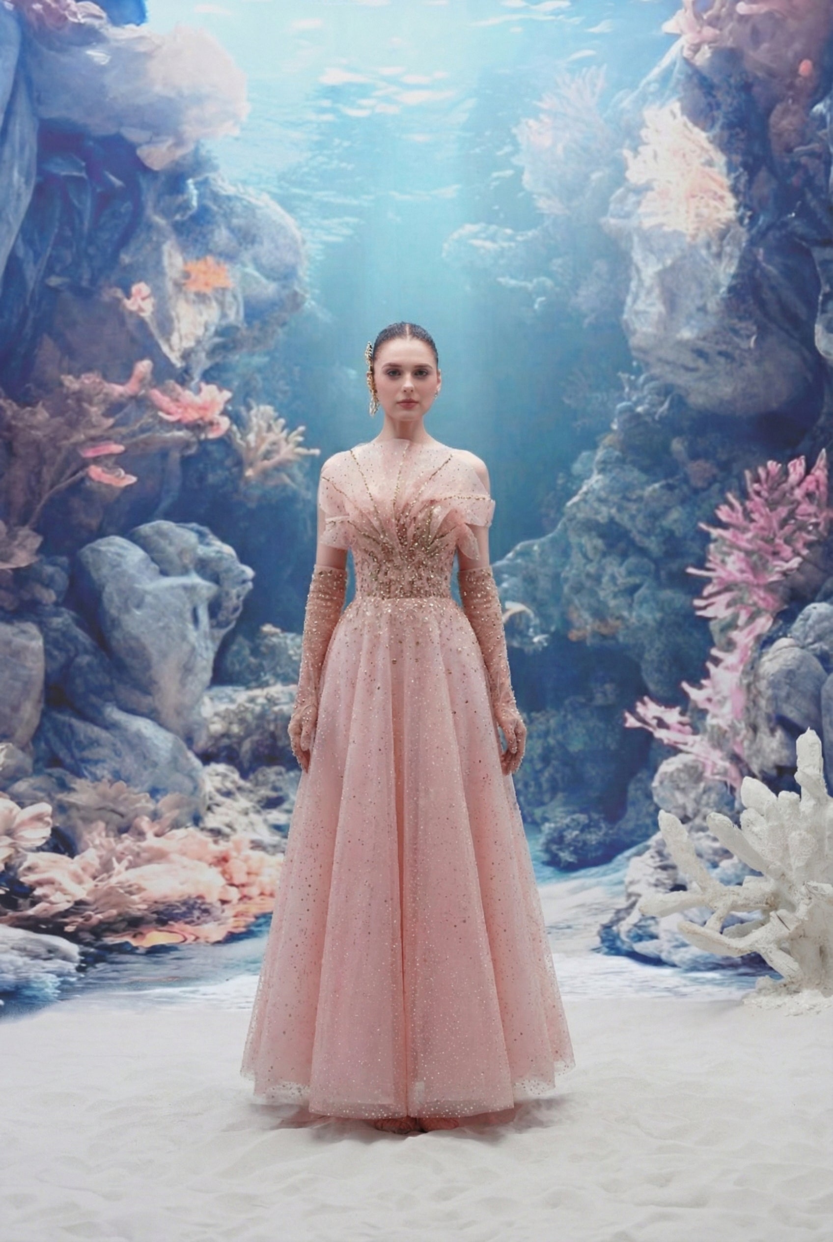 Delmare Glitter Tulle Dress & Lanae Glitter Tulle Gloves
