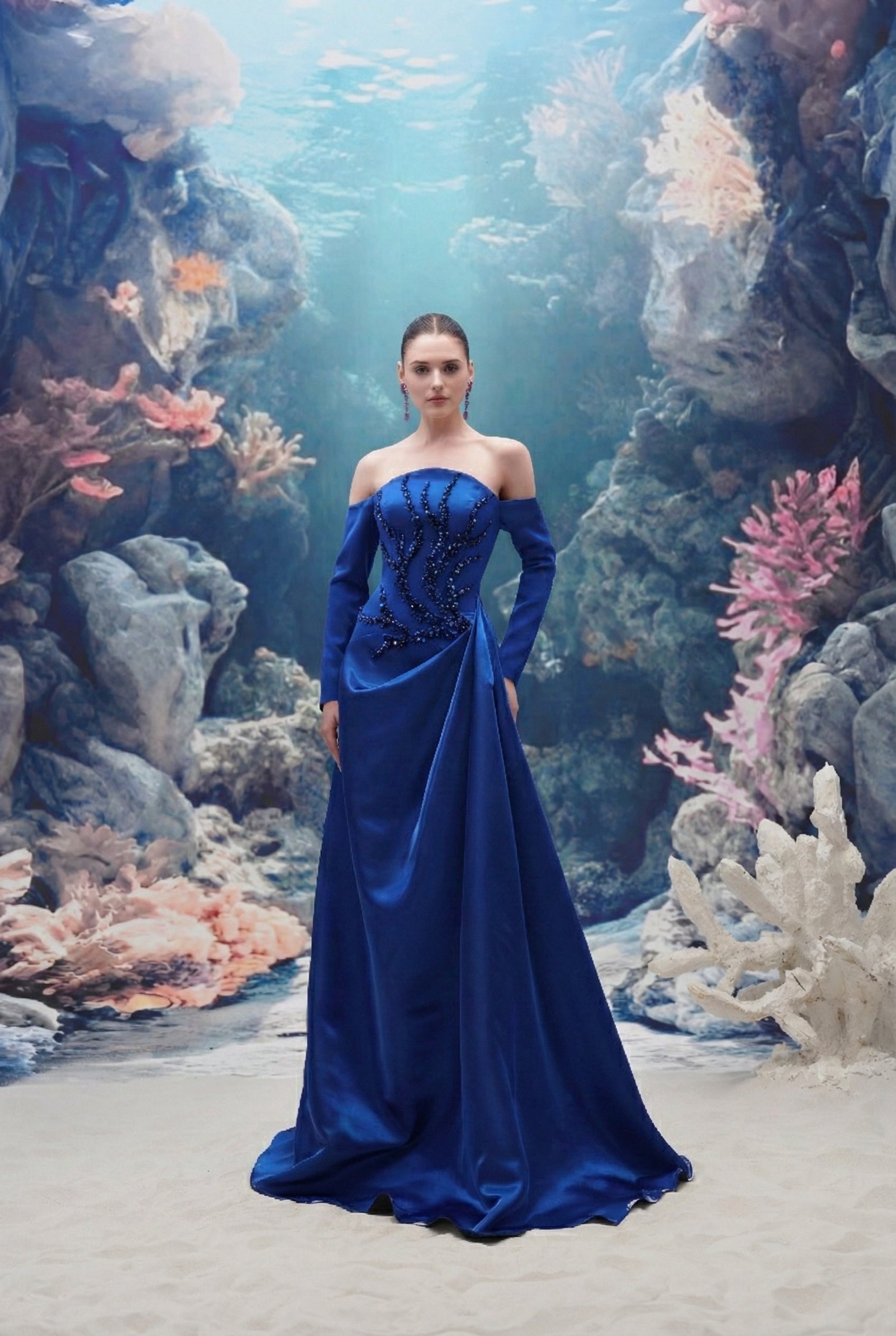 Sephira Crepe & Water Silk Taffeta Dress