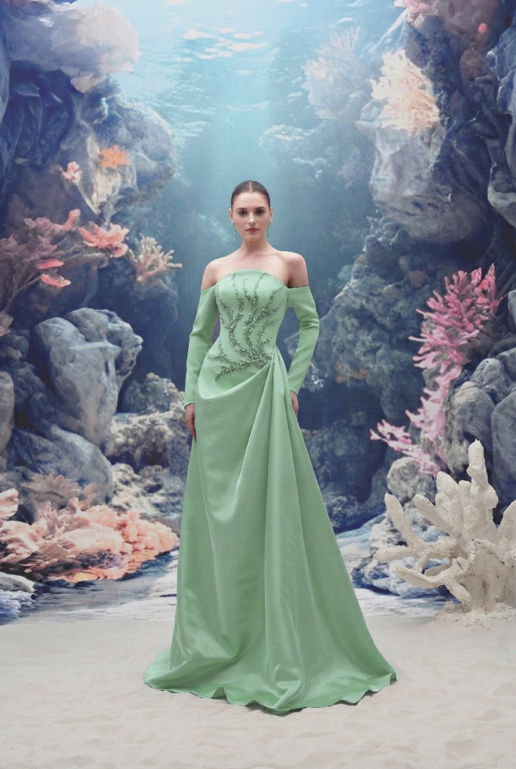 Sephira Crepe & Water Silk Taffeta Dress