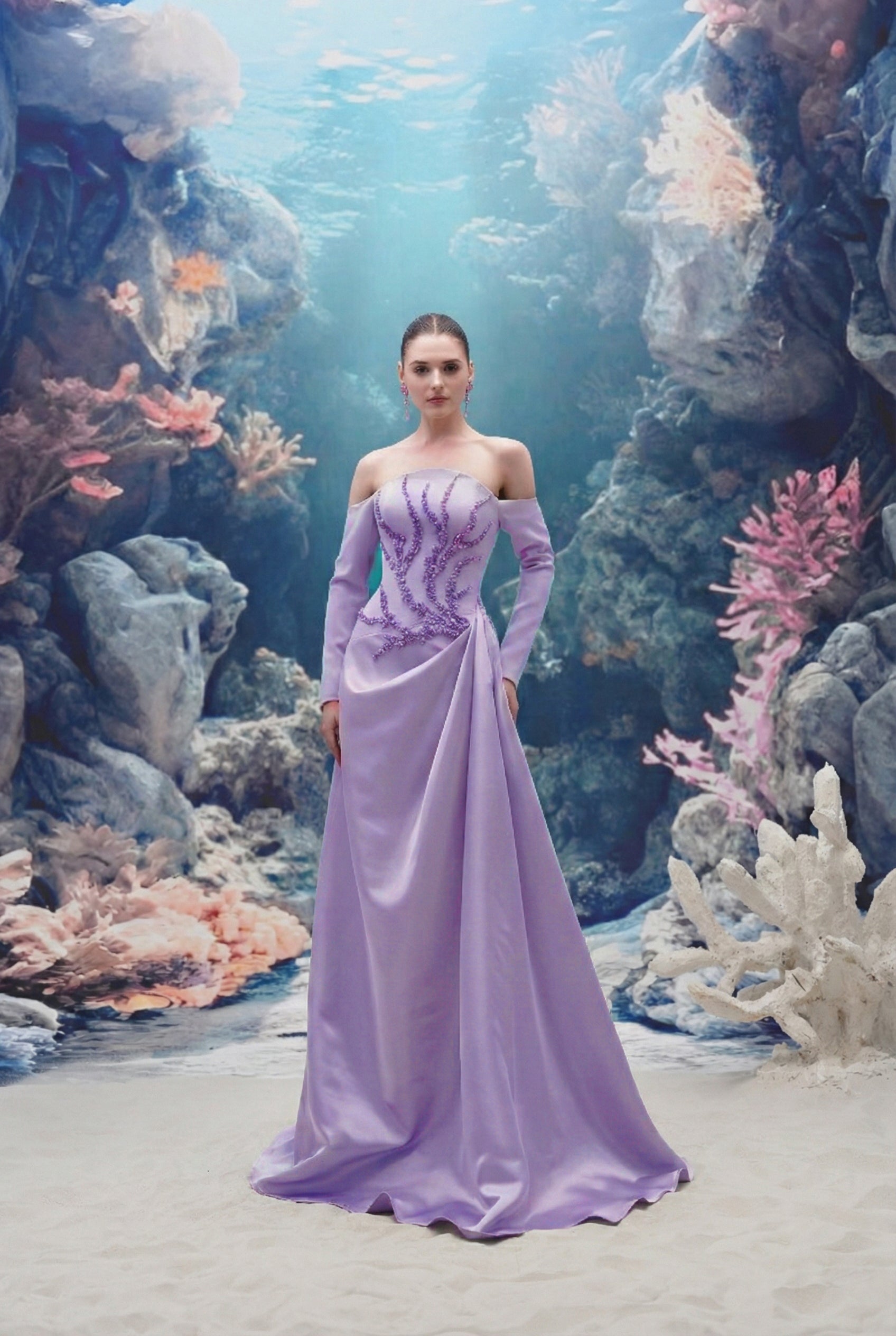 Sephira Crepe & Water Silk Taffeta Dress
