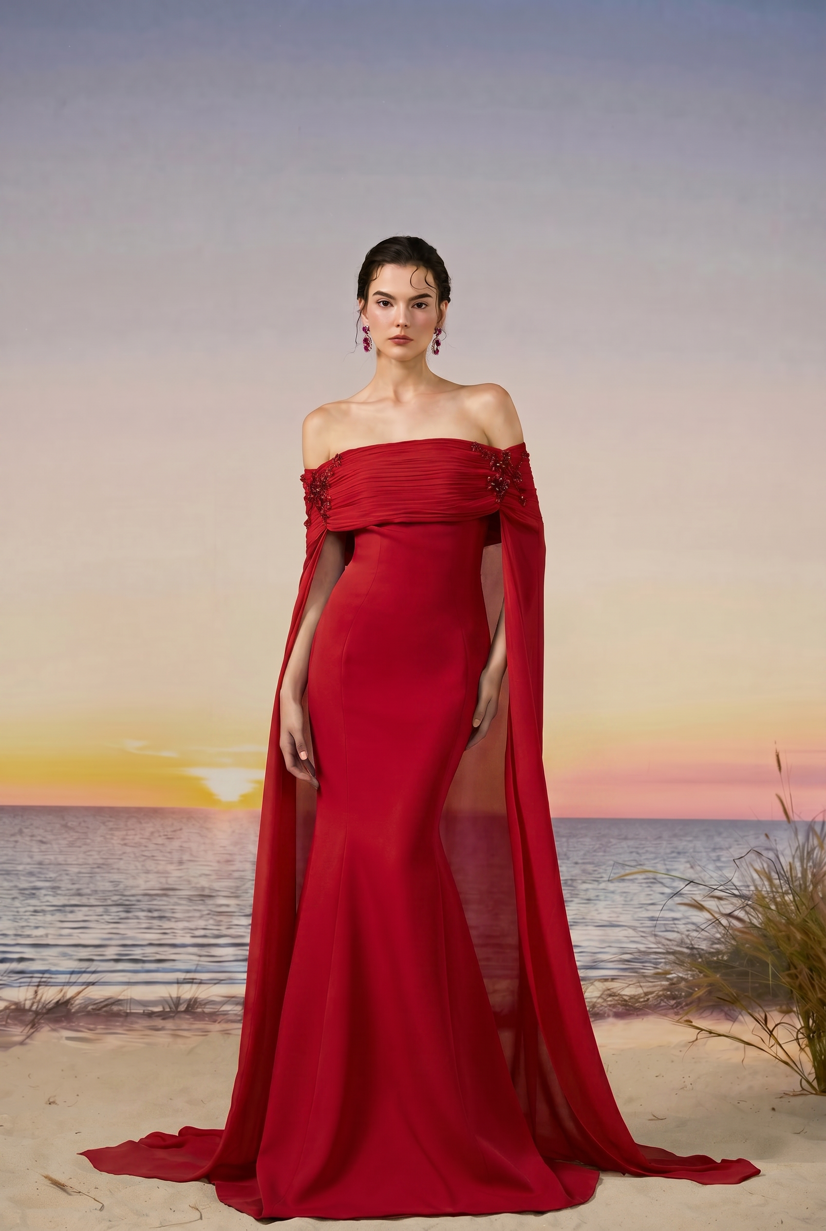 Vana crepe & chiffon dress