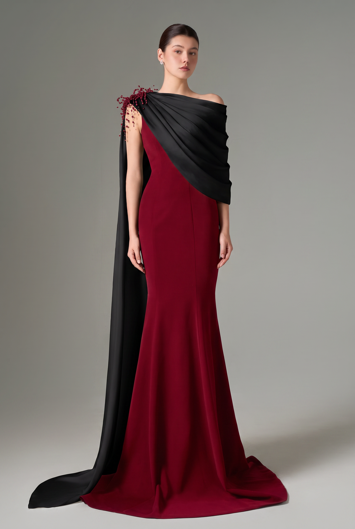 Negin crepe and silk fishtail dress