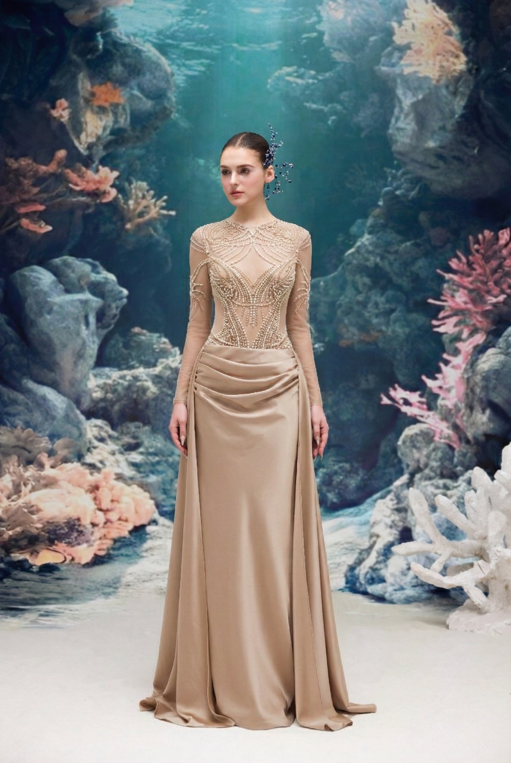 Saphira Tulle Bodysuit & Naida Silk Satin Skirt