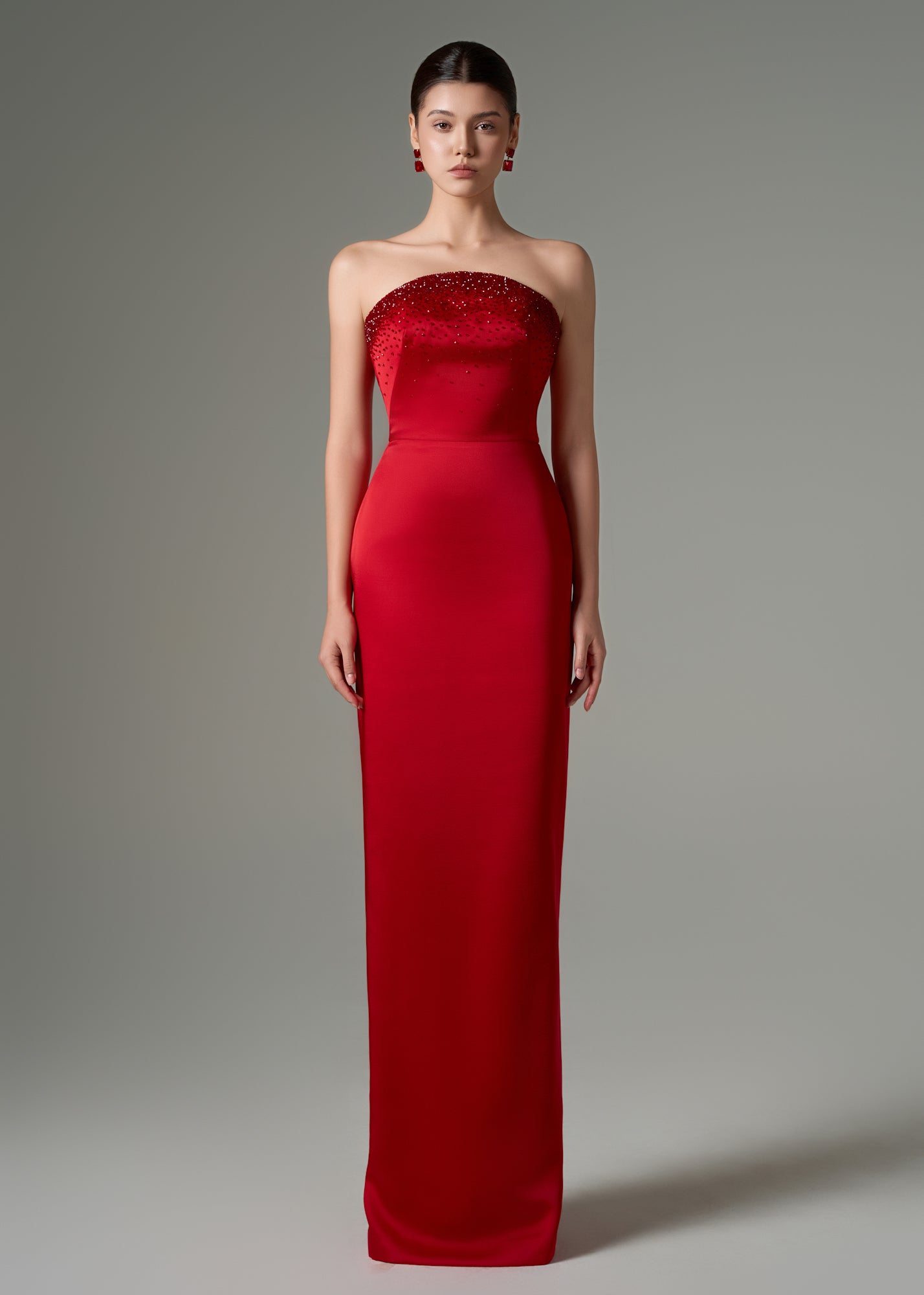 Yasmin silk taffeta strapless bodycon dress