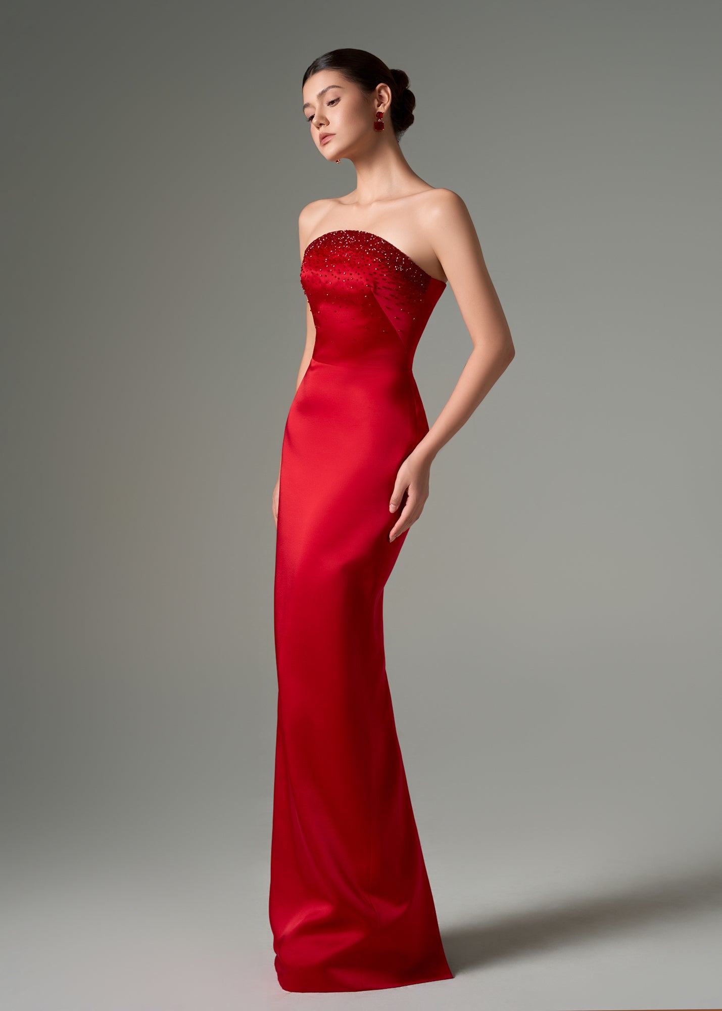 Yasmin silk taffeta strapless bodycon dress