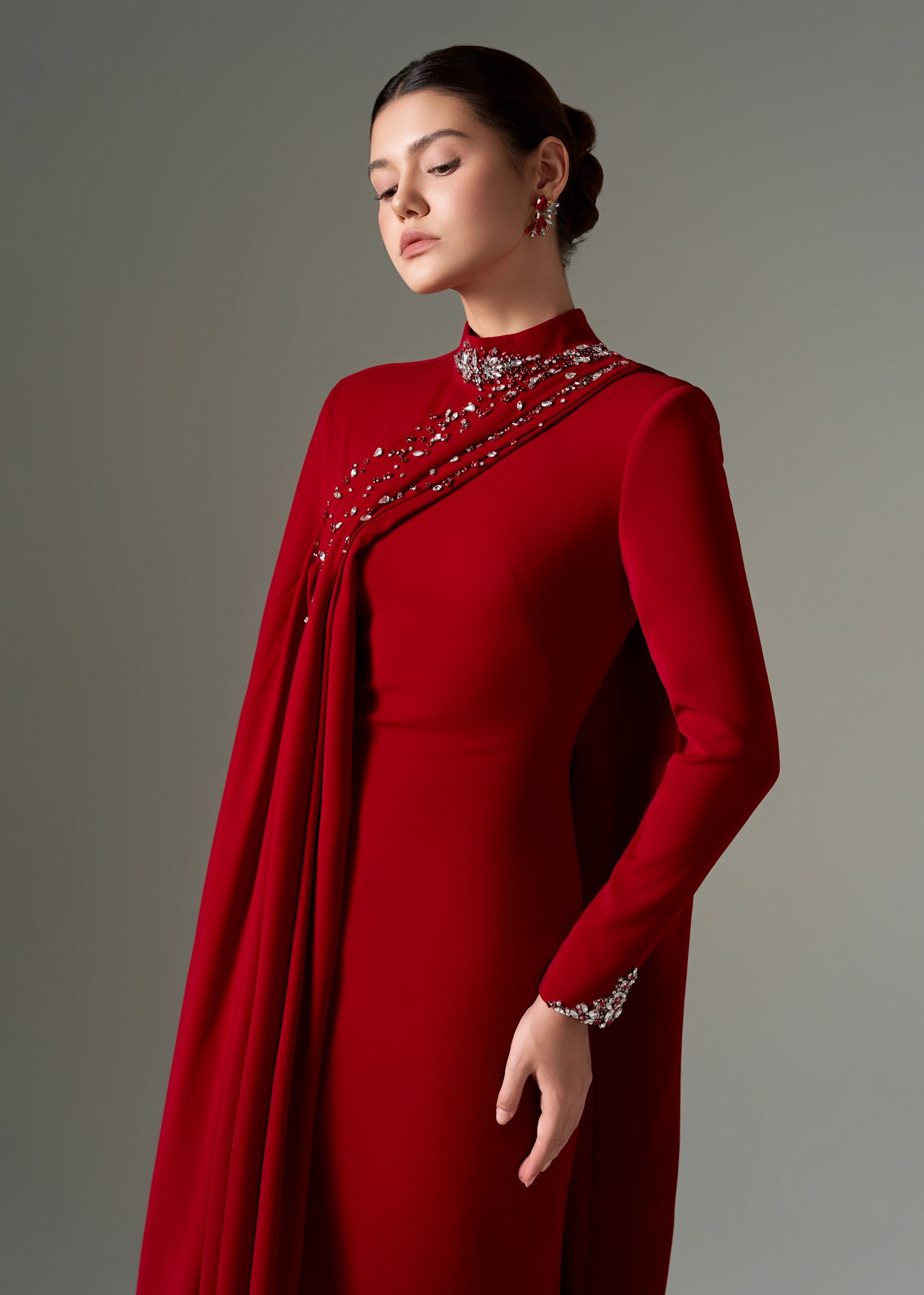 Shirin crepe high neck dress