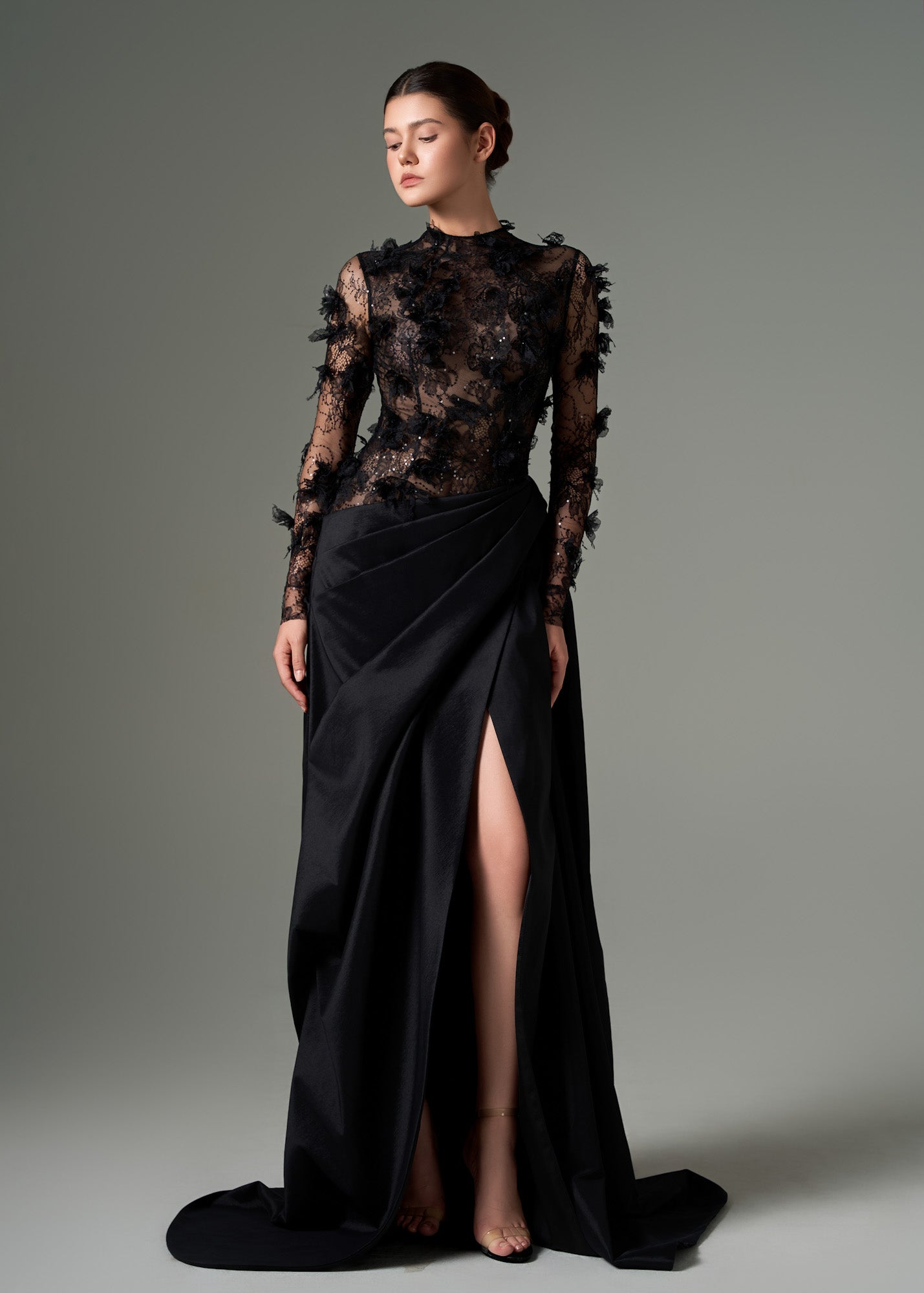 Roxana floral lace and taffeta dress