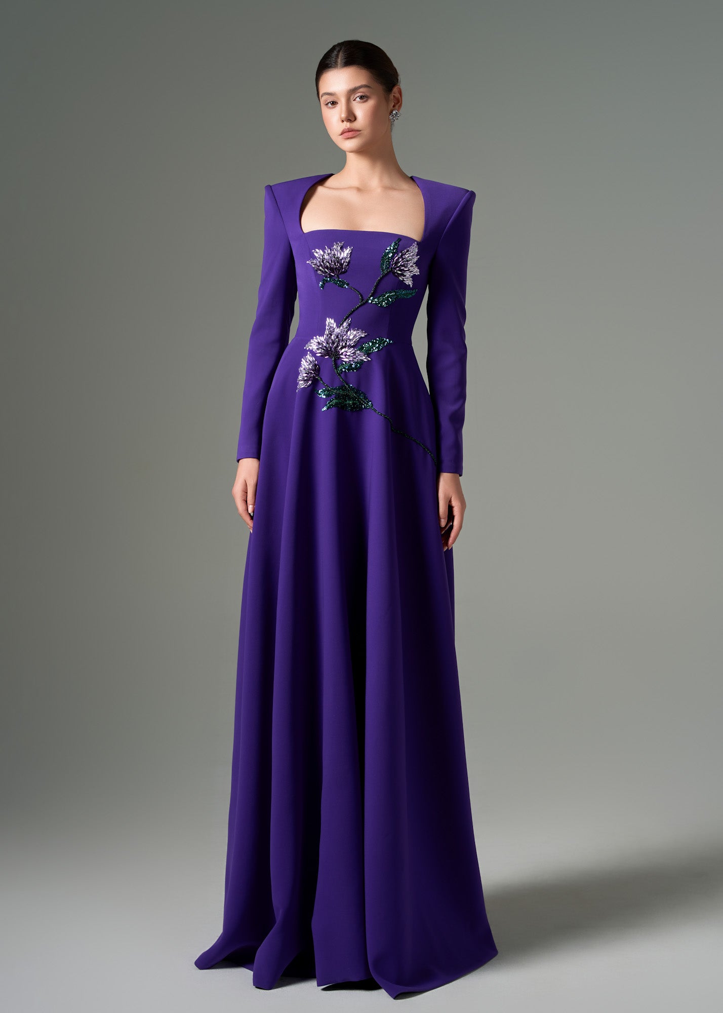 Amina crepe U neck dress