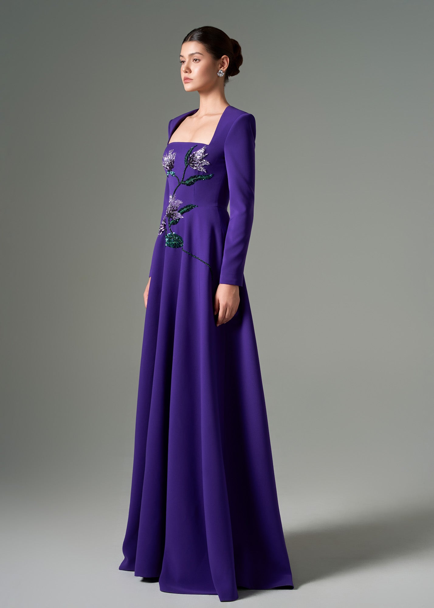 Amina crepe U neck dress