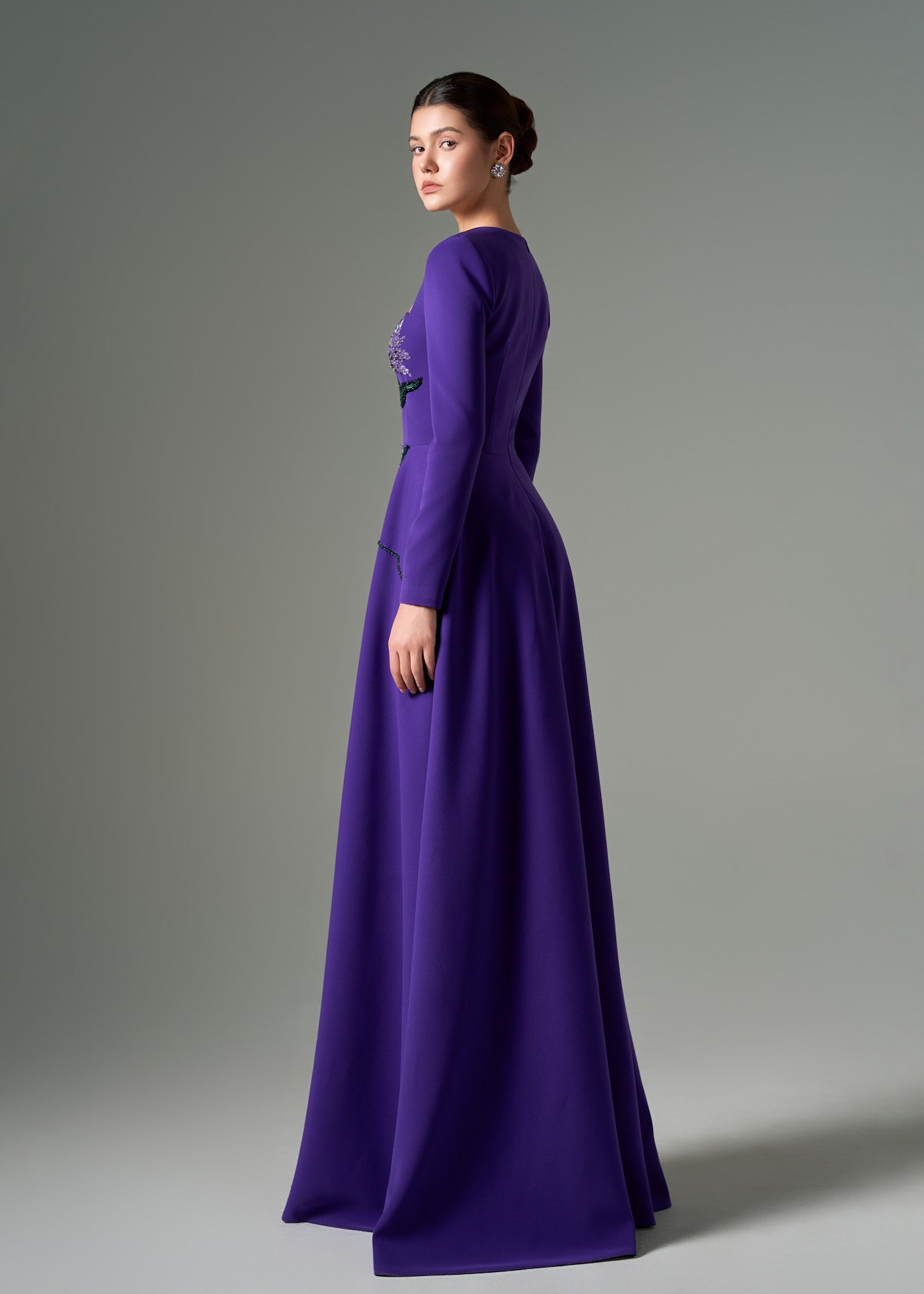 Amina crepe U neck dress