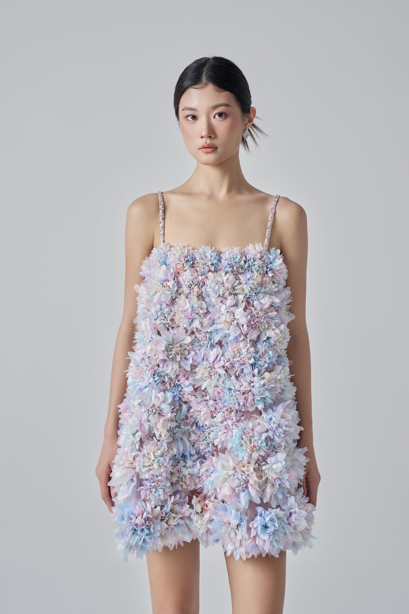 Daniela shiny silk handmade flower dress