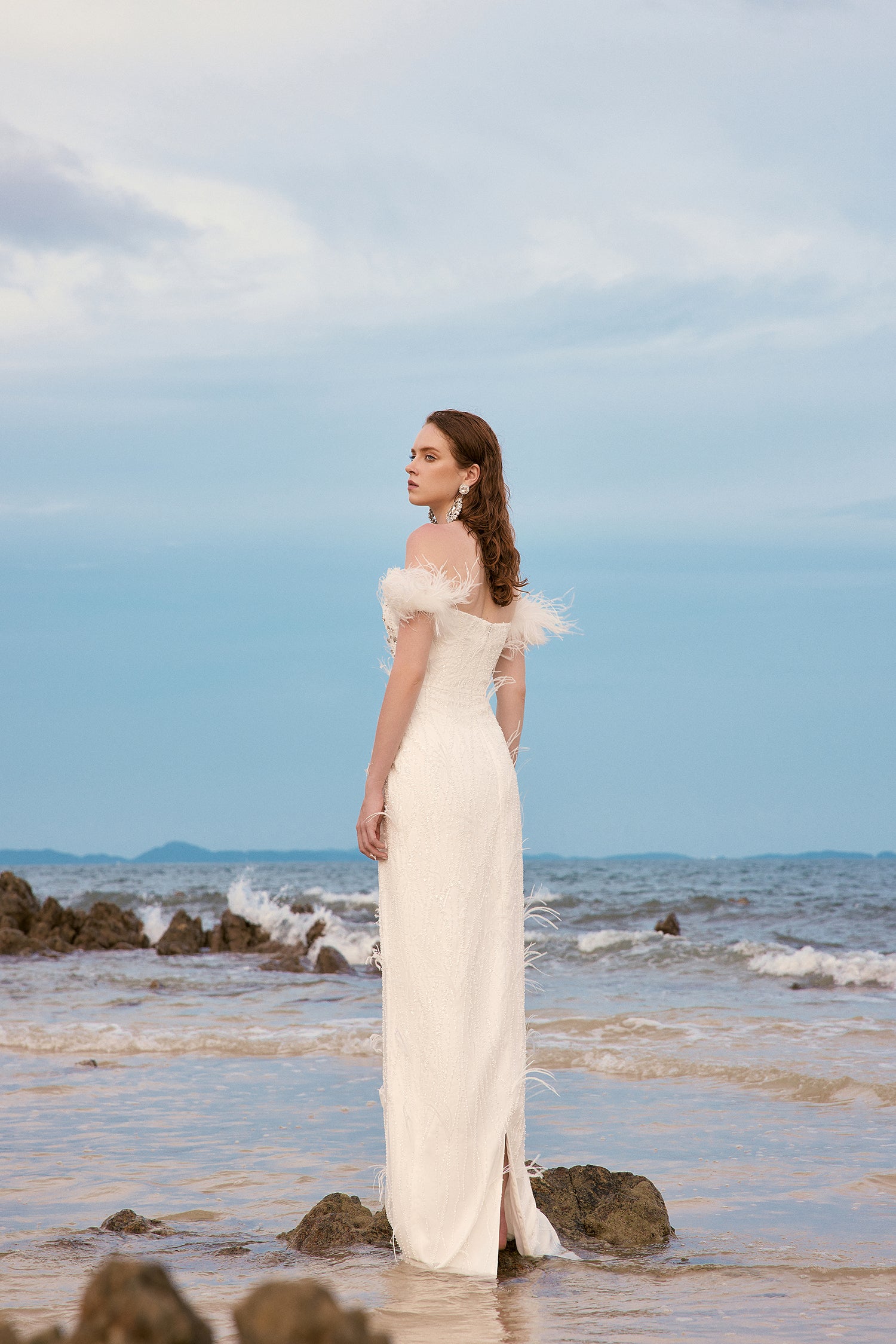 Jolie crystal lace feather dress