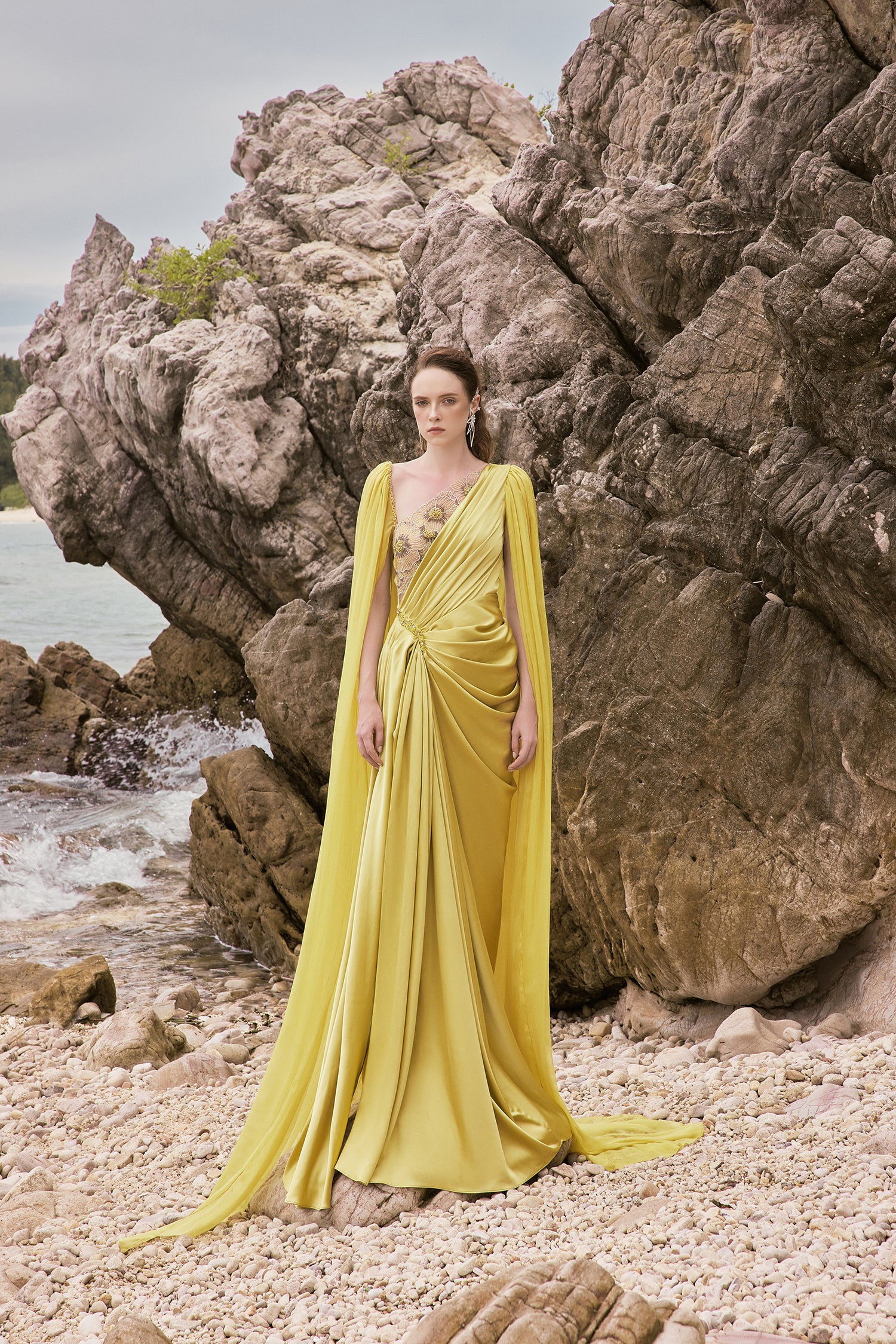 Estella silk satin floral dress