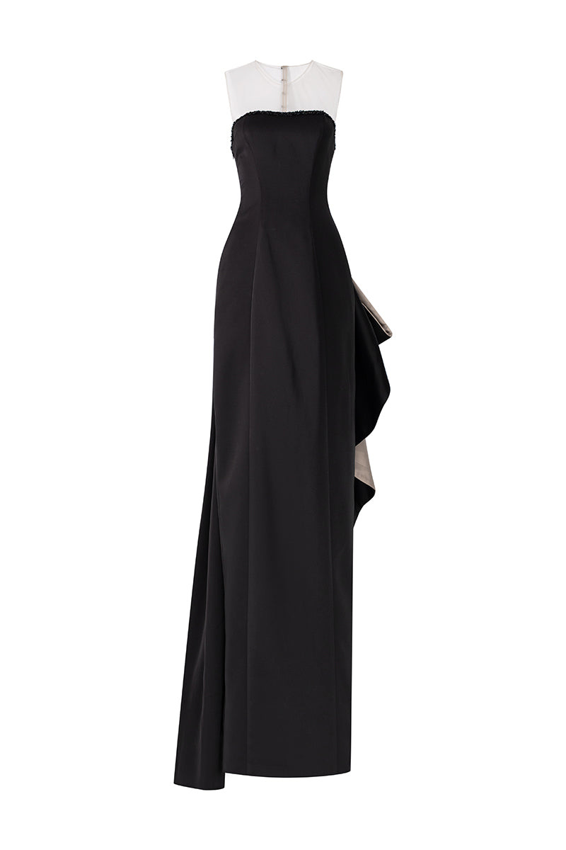 Stella silk satin bow tie dress