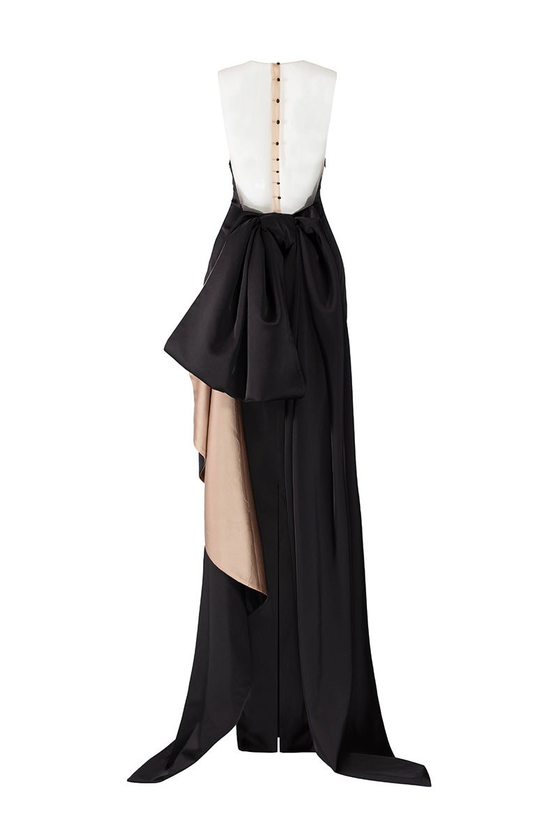 Stella silk satin bow tie dress