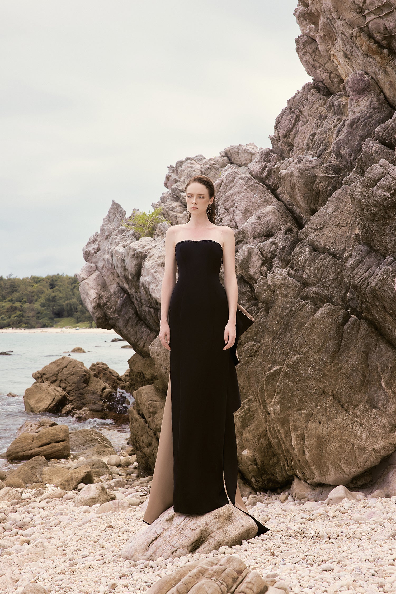 Stella silk satin bow tie dress