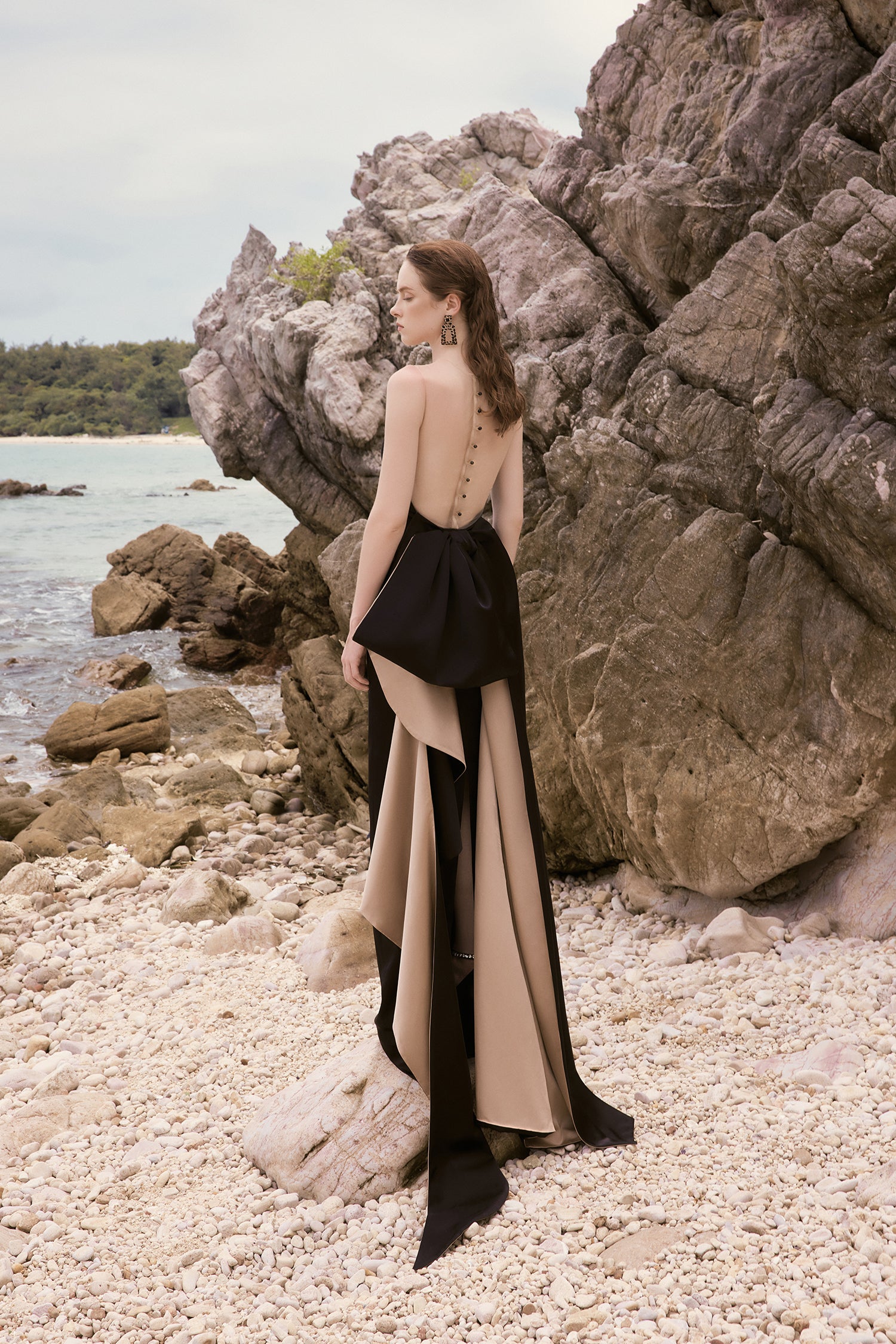 Stella silk satin bow tie dress