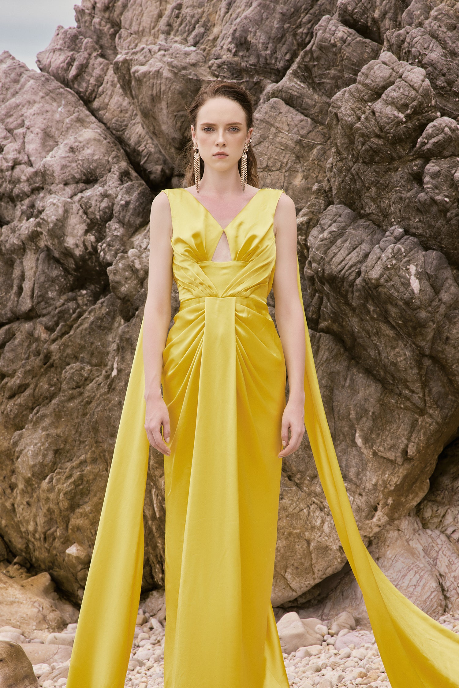 Natalia silk satin cut out dress