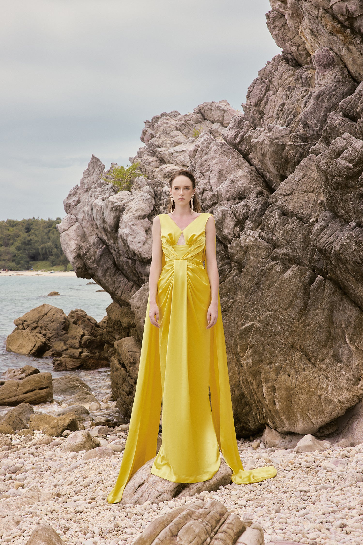 Natalia silk satin cut out dress