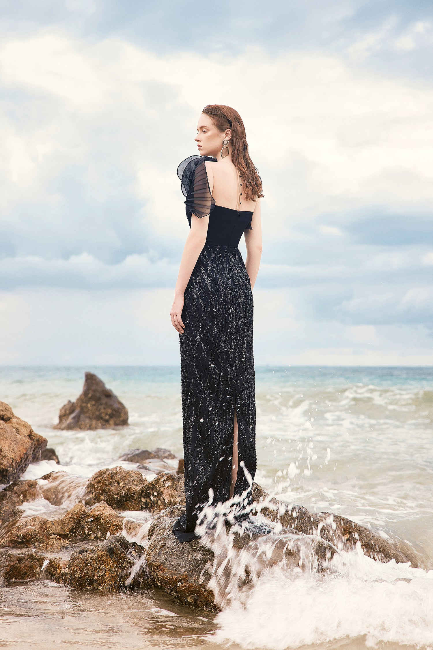 Jessica crystal lace wave dress