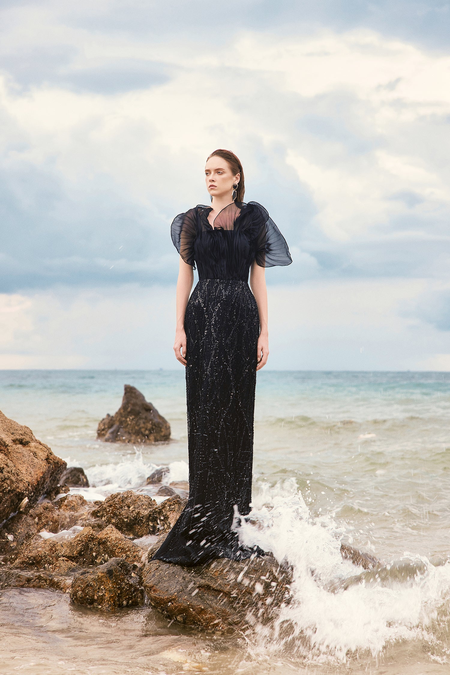 Jessica crystal lace wave dress