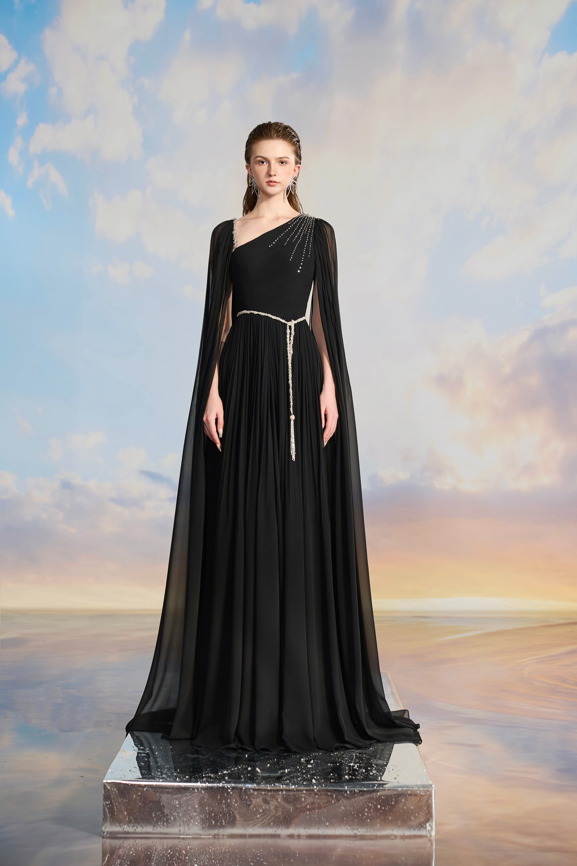 Xavia Chiffon pleated dress