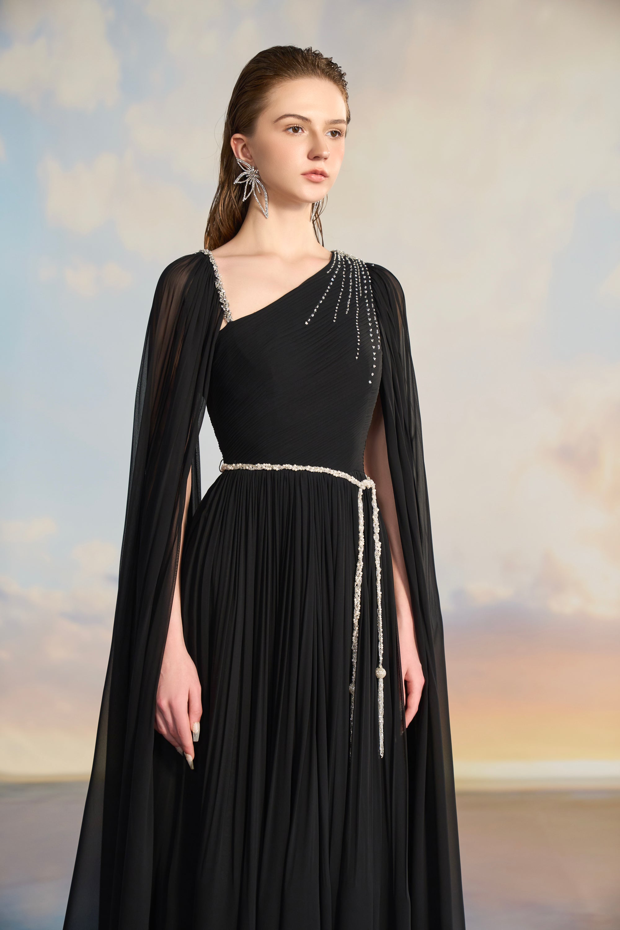 Xavia Chiffon pleated dress