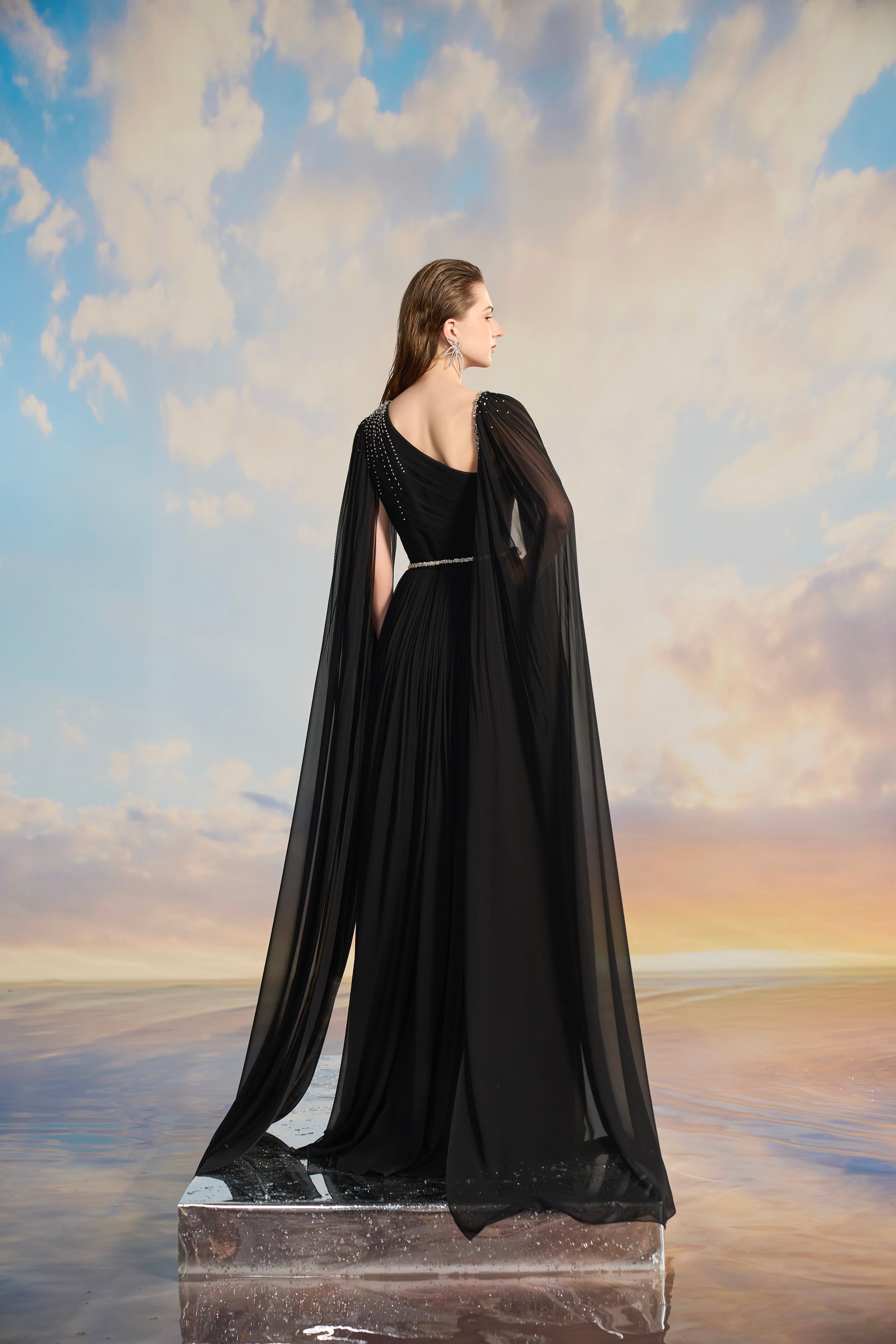 Xavia Chiffon pleated dress