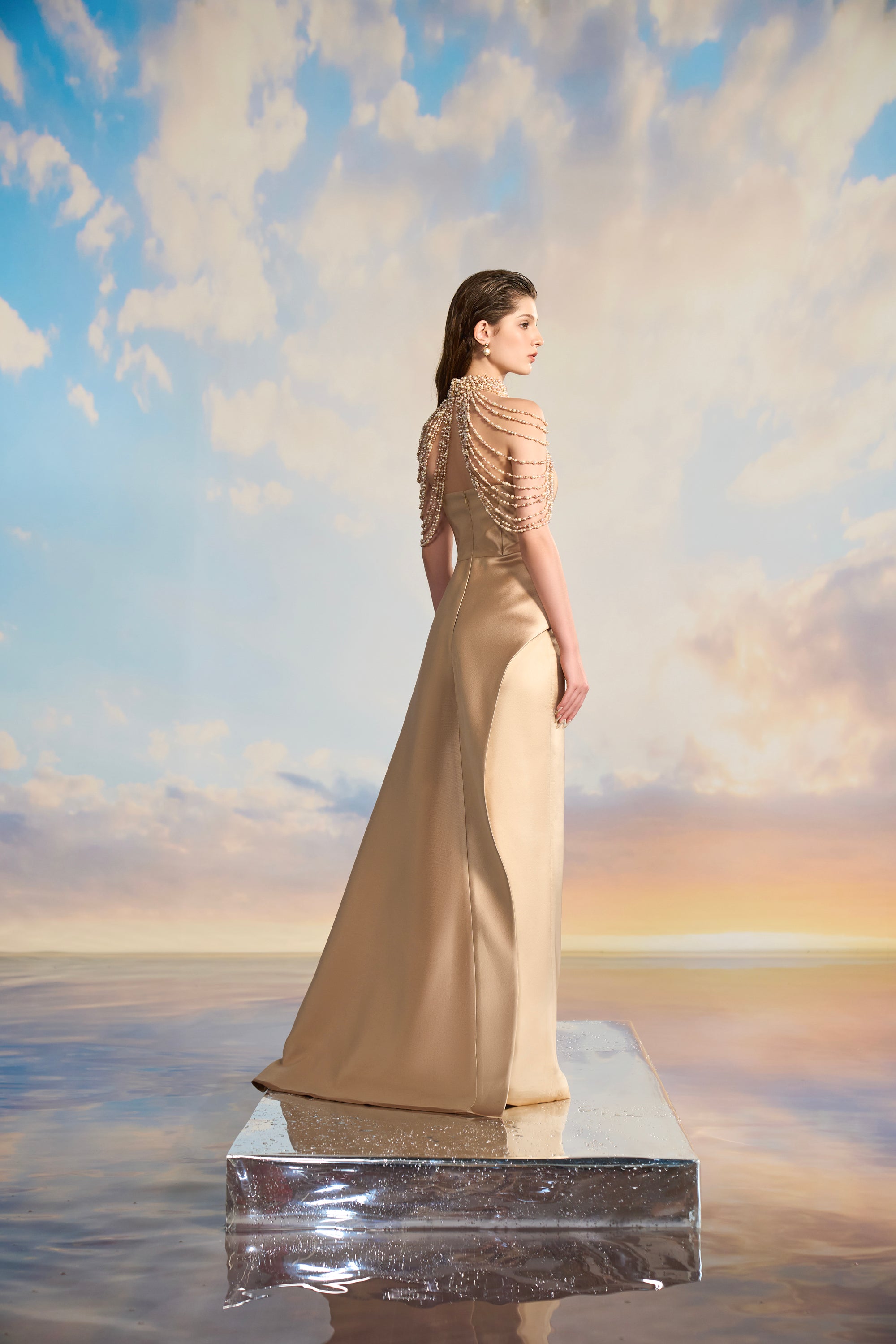 Madeline Royal Taffeta flow pearl dress