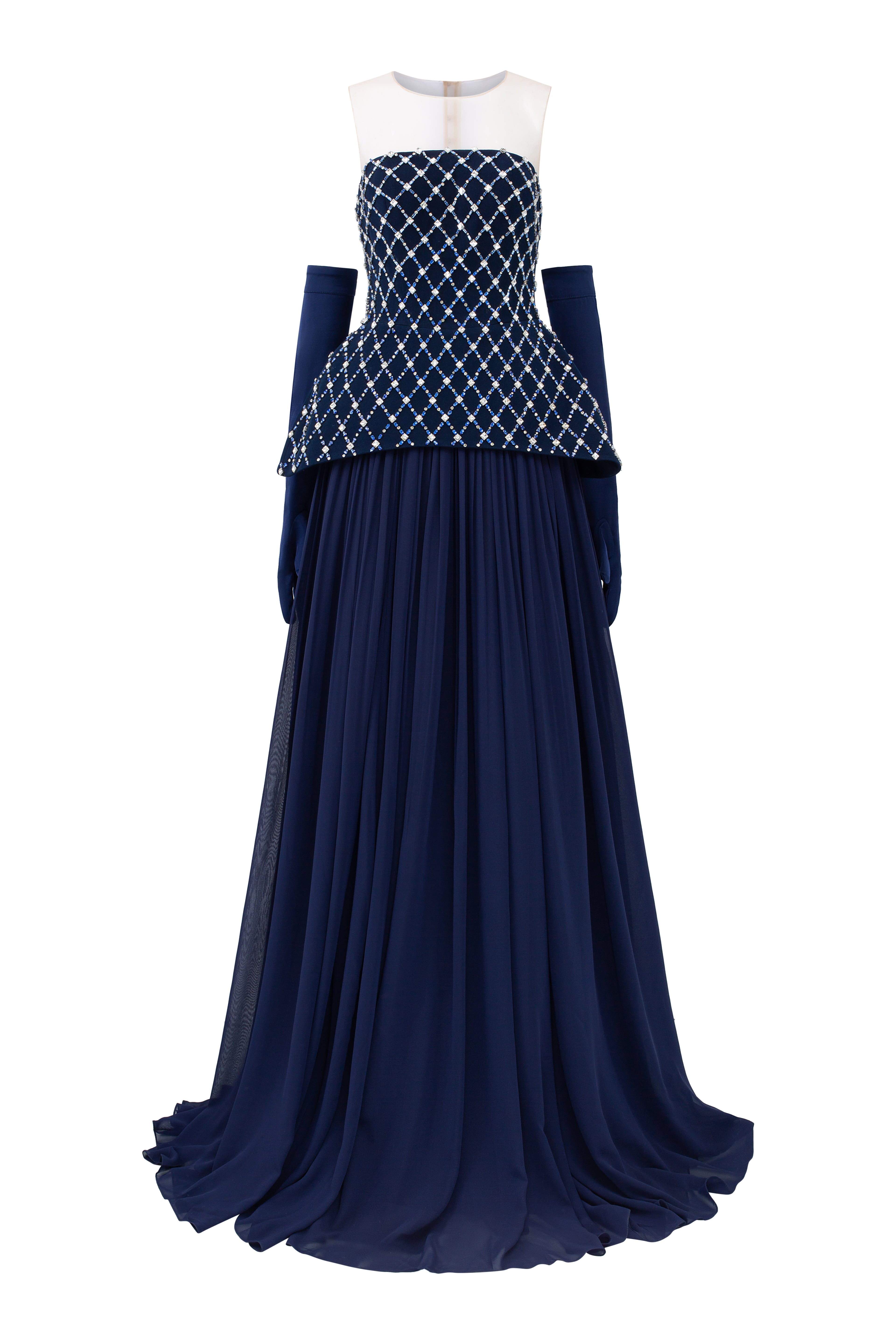 Taylor Crepe mixed Chiffon Flared dress