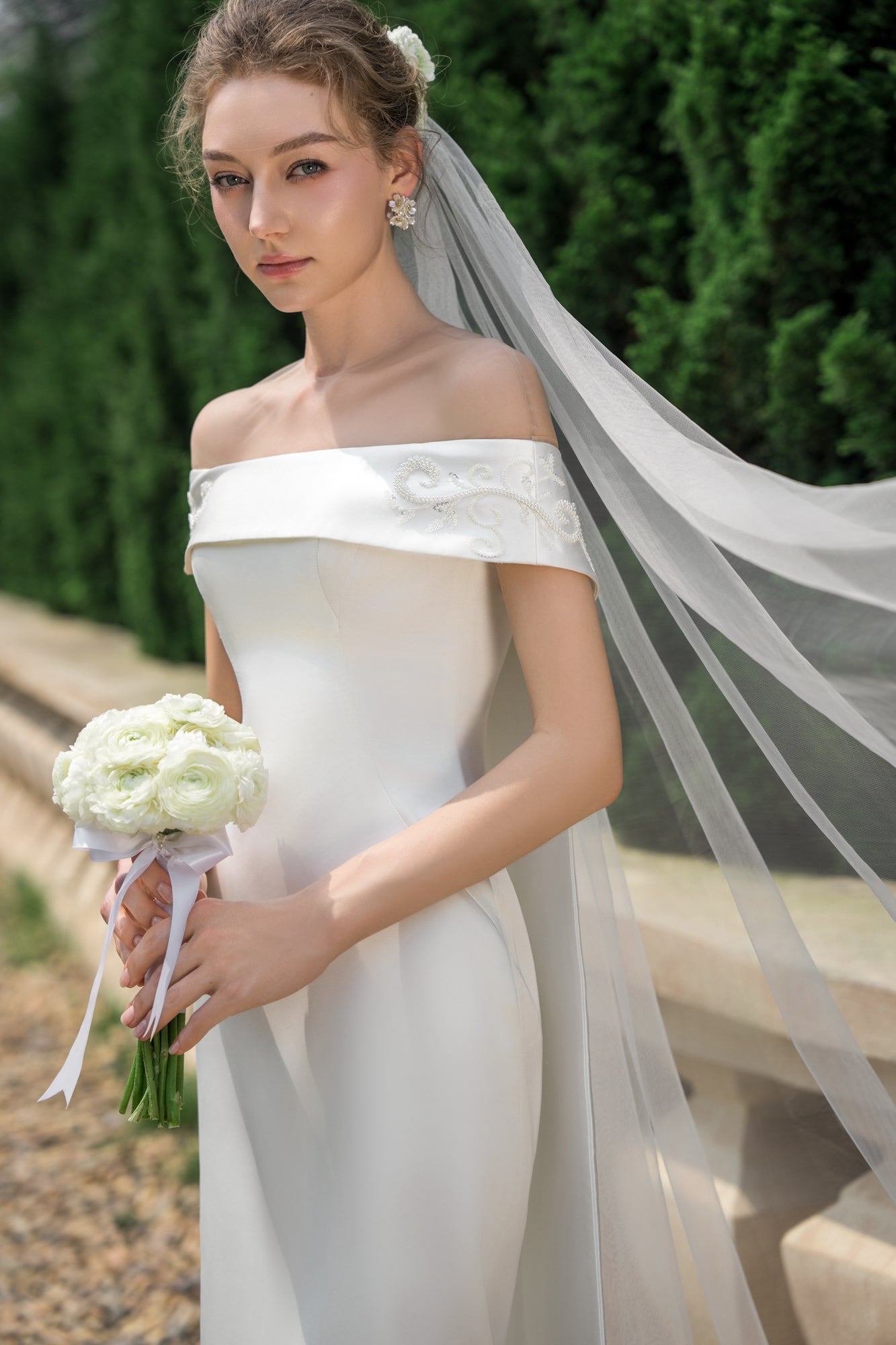 Virginia silk satin pearl dress