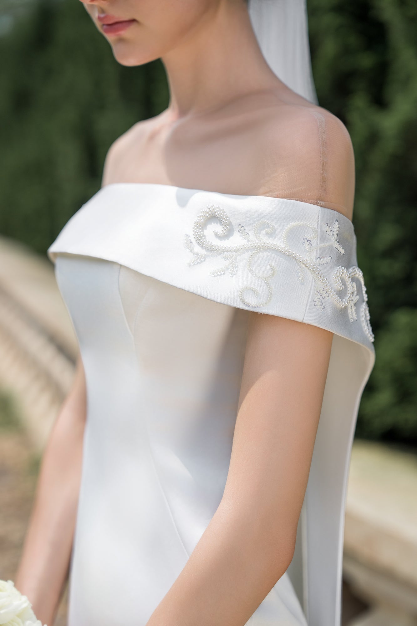 Virginia silk satin pearl dress